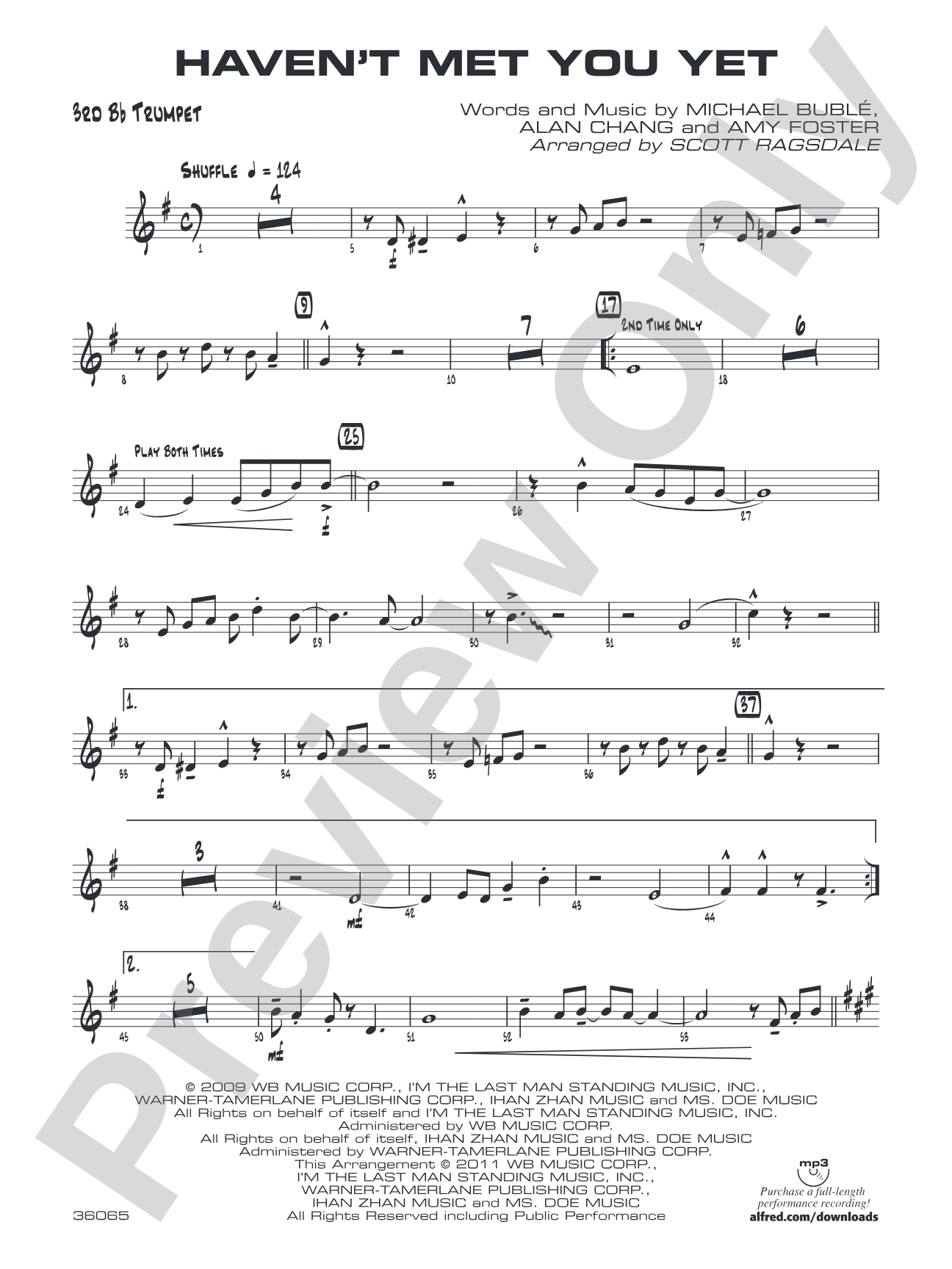 Haven't Met You Yet: 3rd B-flat Trumpet