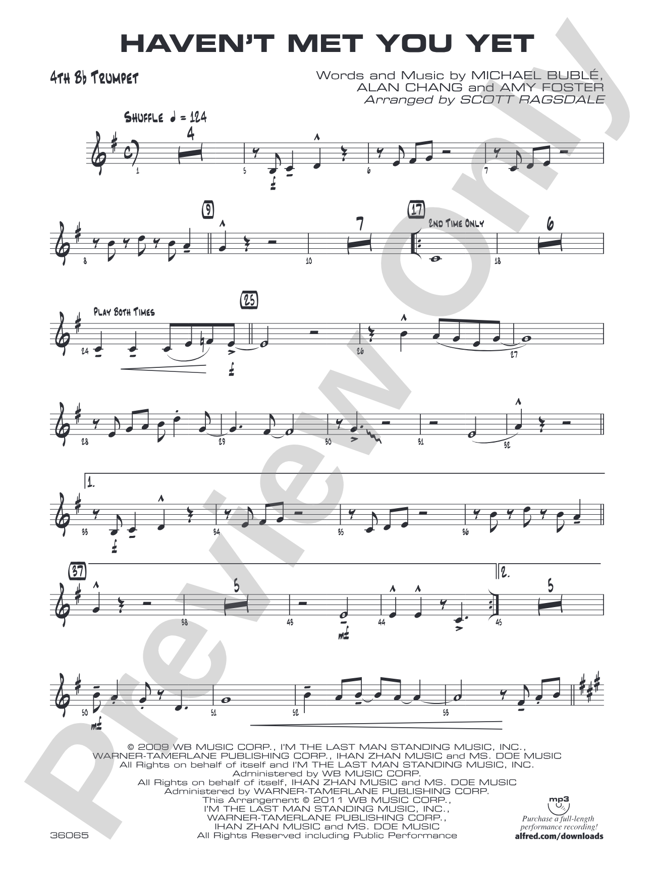 Haven't Met You Yet: 4th B-flat Trumpet