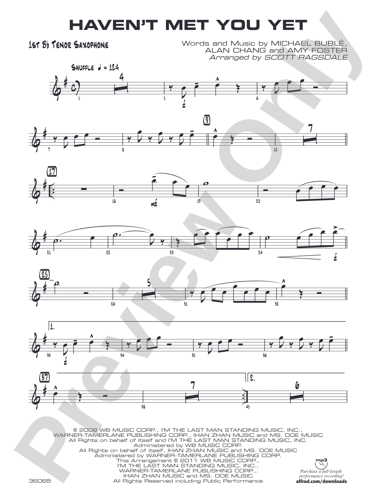 Haven't Met You Yet: B-flat Tenor Saxophone