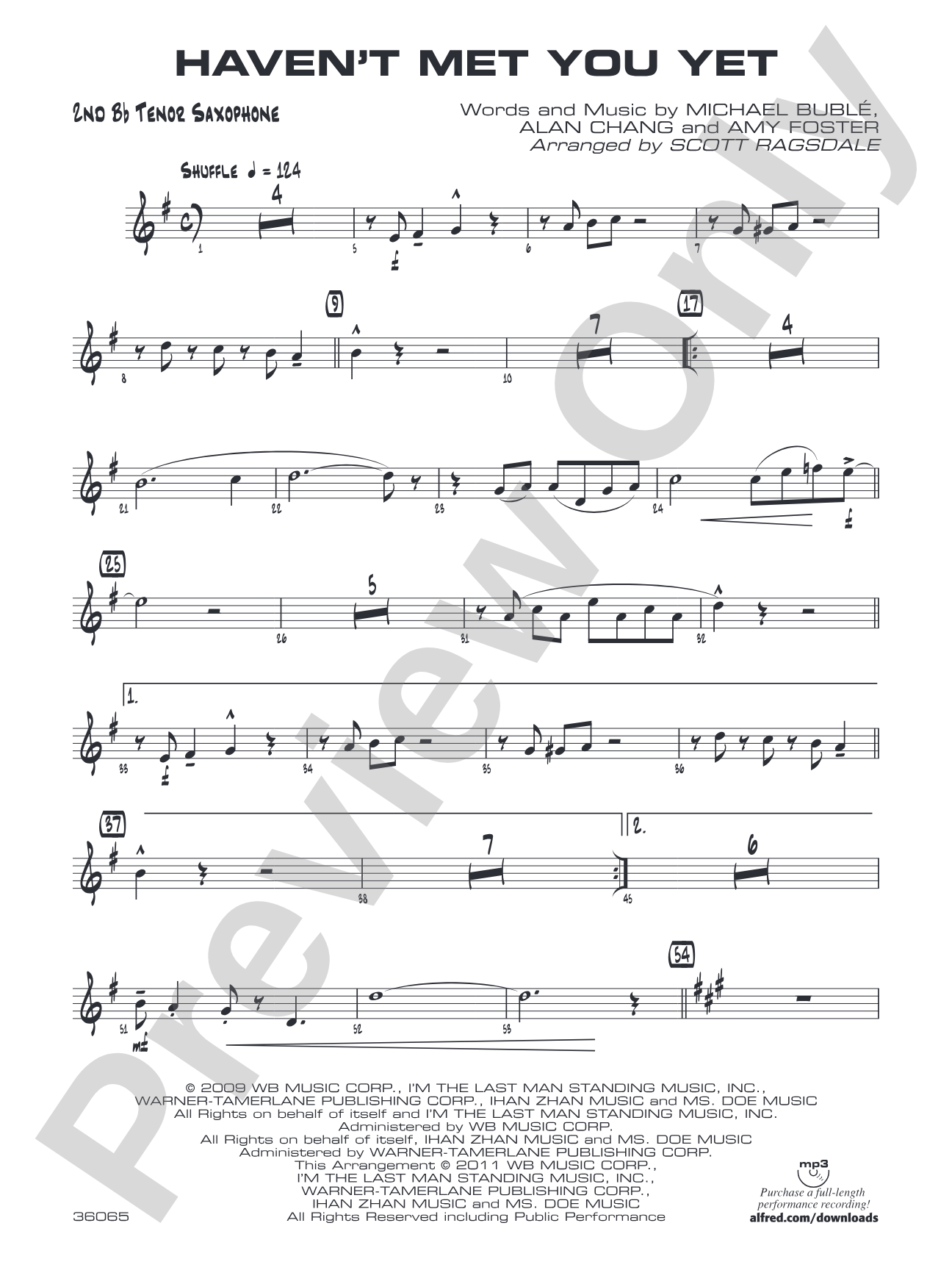 Haven't Met You Yet: 2nd B-flat Tenor Saxophone
