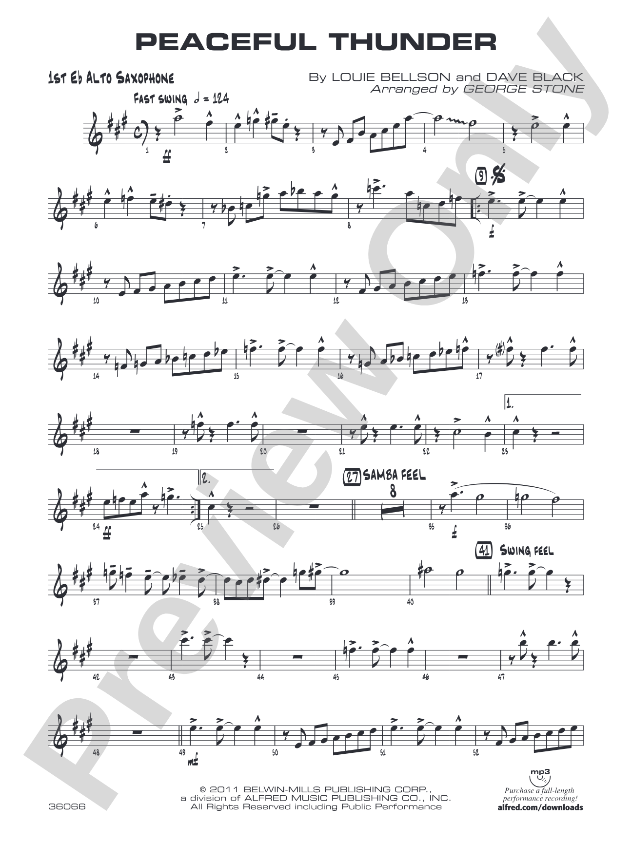 Peaceful Thunder: E-flat Alto Saxophone