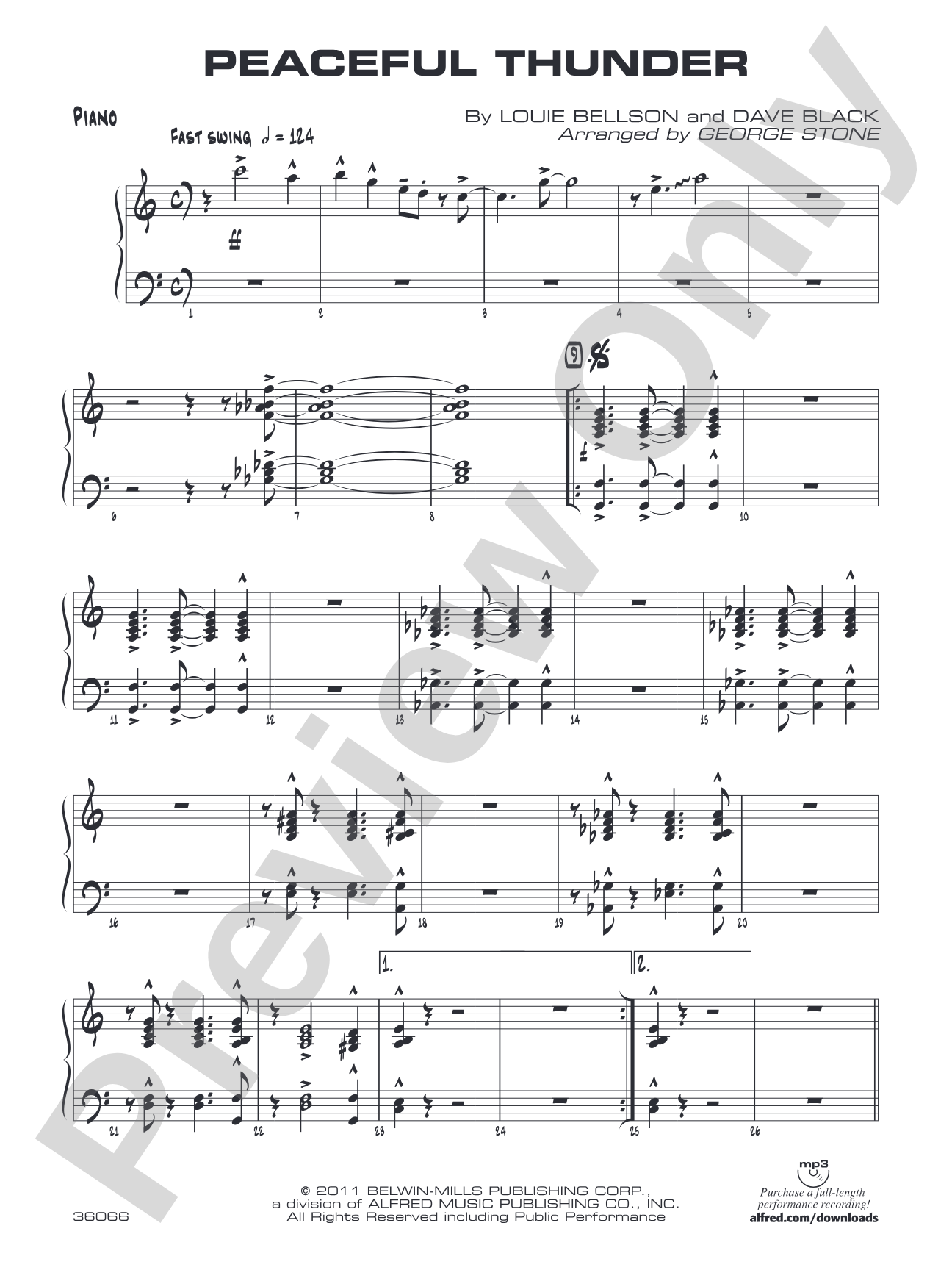 Peaceful Thunder: Piano Accompaniment
