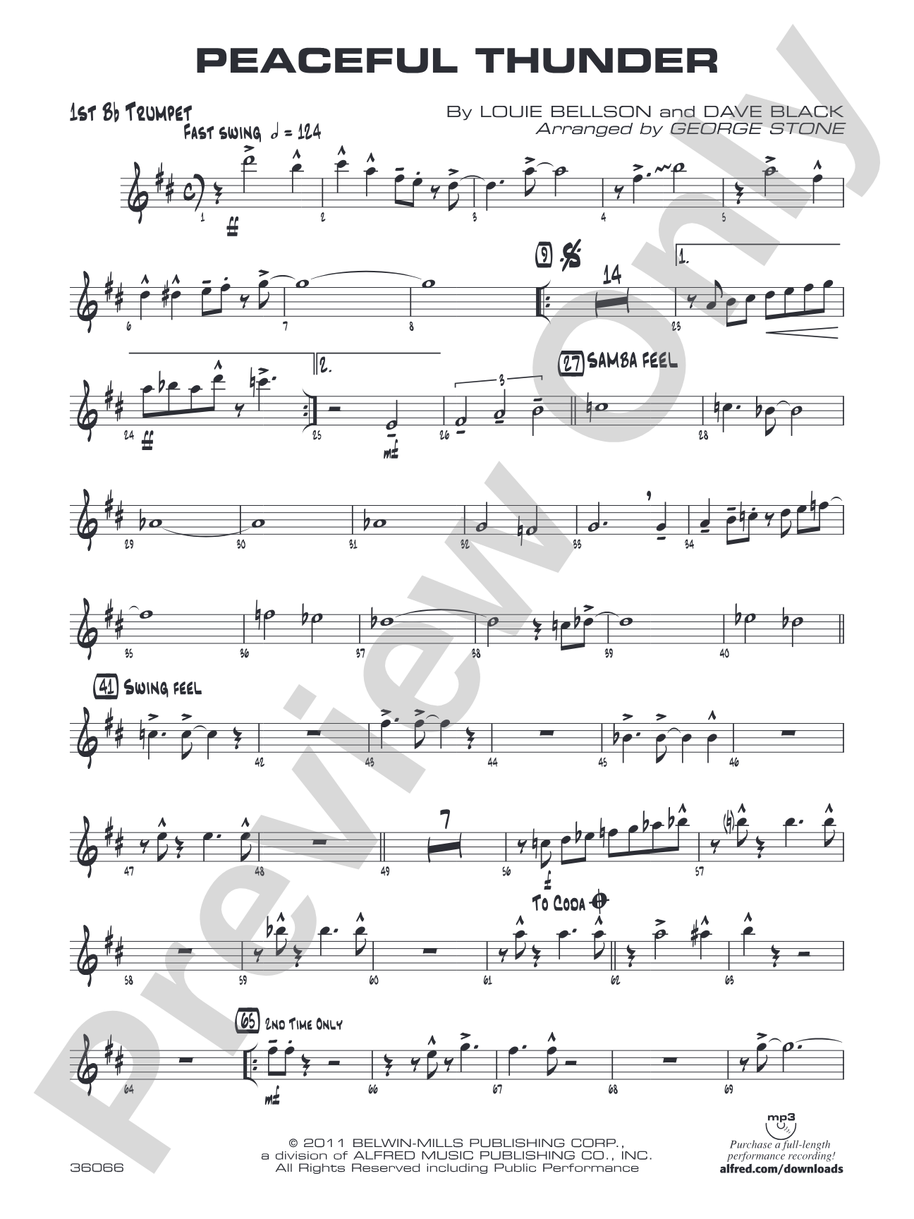 Peaceful Thunder: 1st B-flat Trumpet