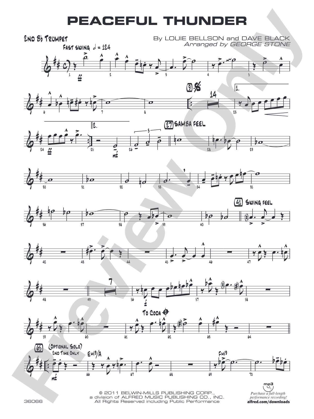 Peaceful Thunder: 2nd B-flat Trumpet