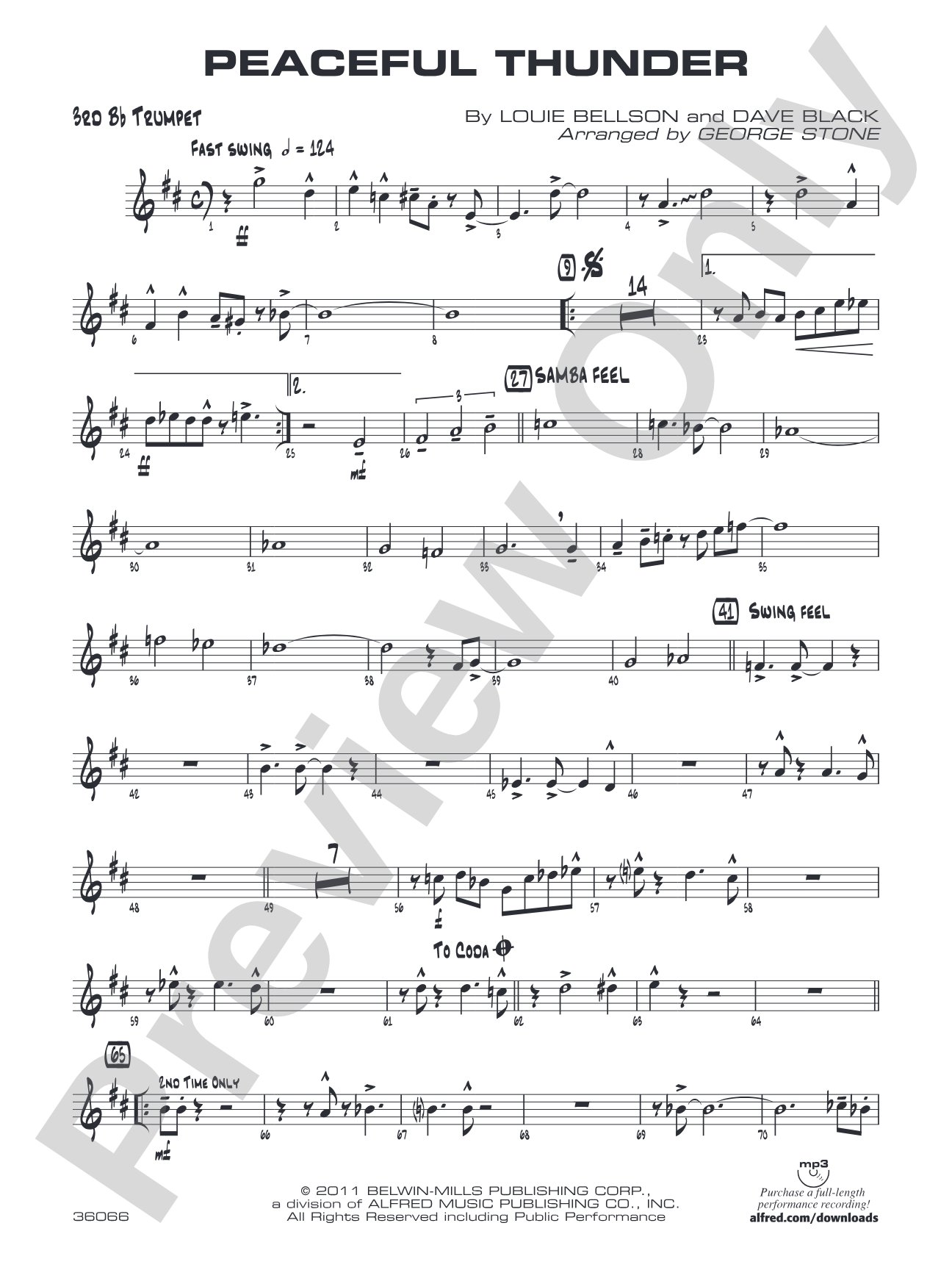Peaceful Thunder: 3rd B-flat Trumpet