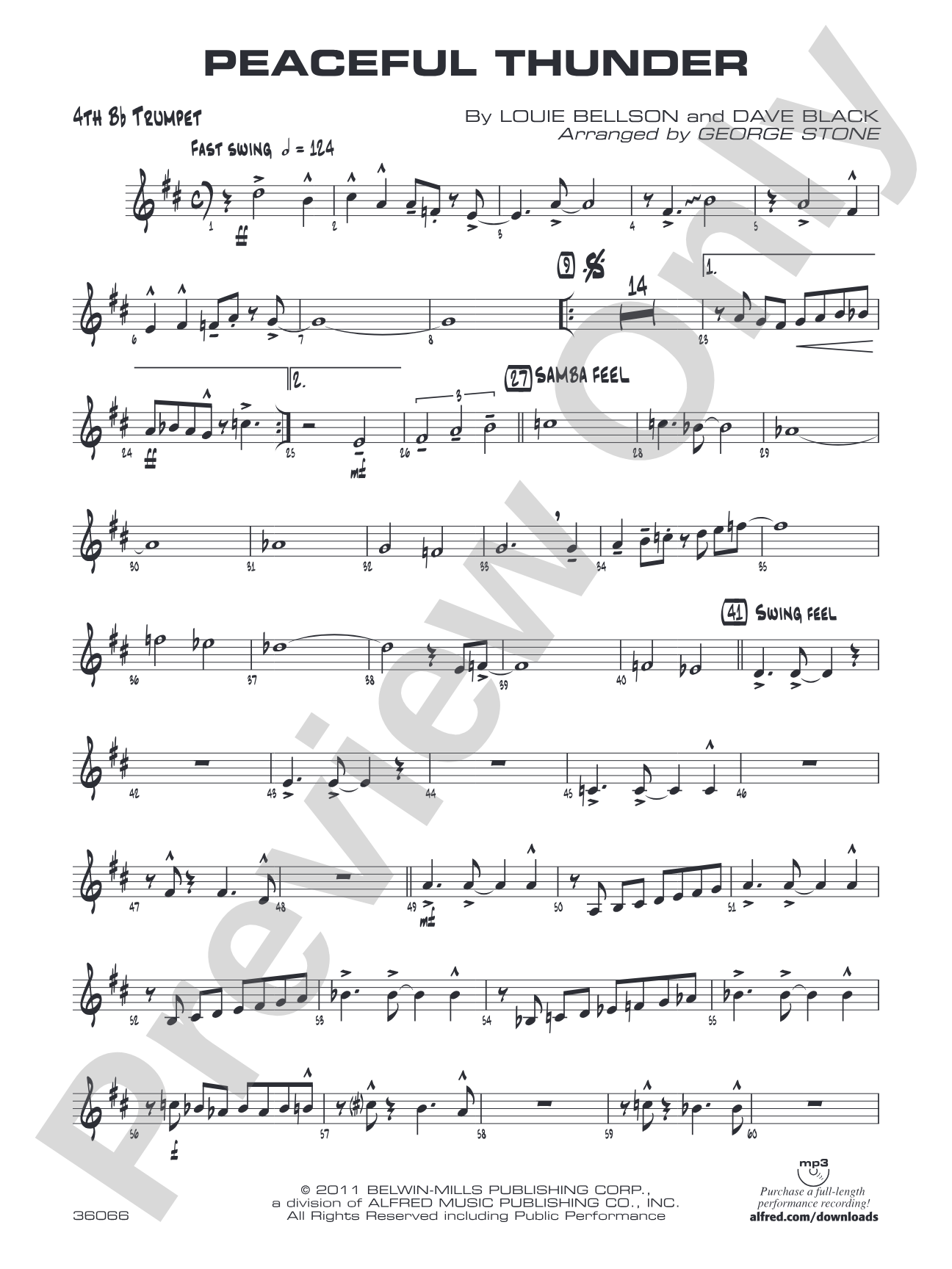 Peaceful Thunder: 4th B-flat Trumpet
