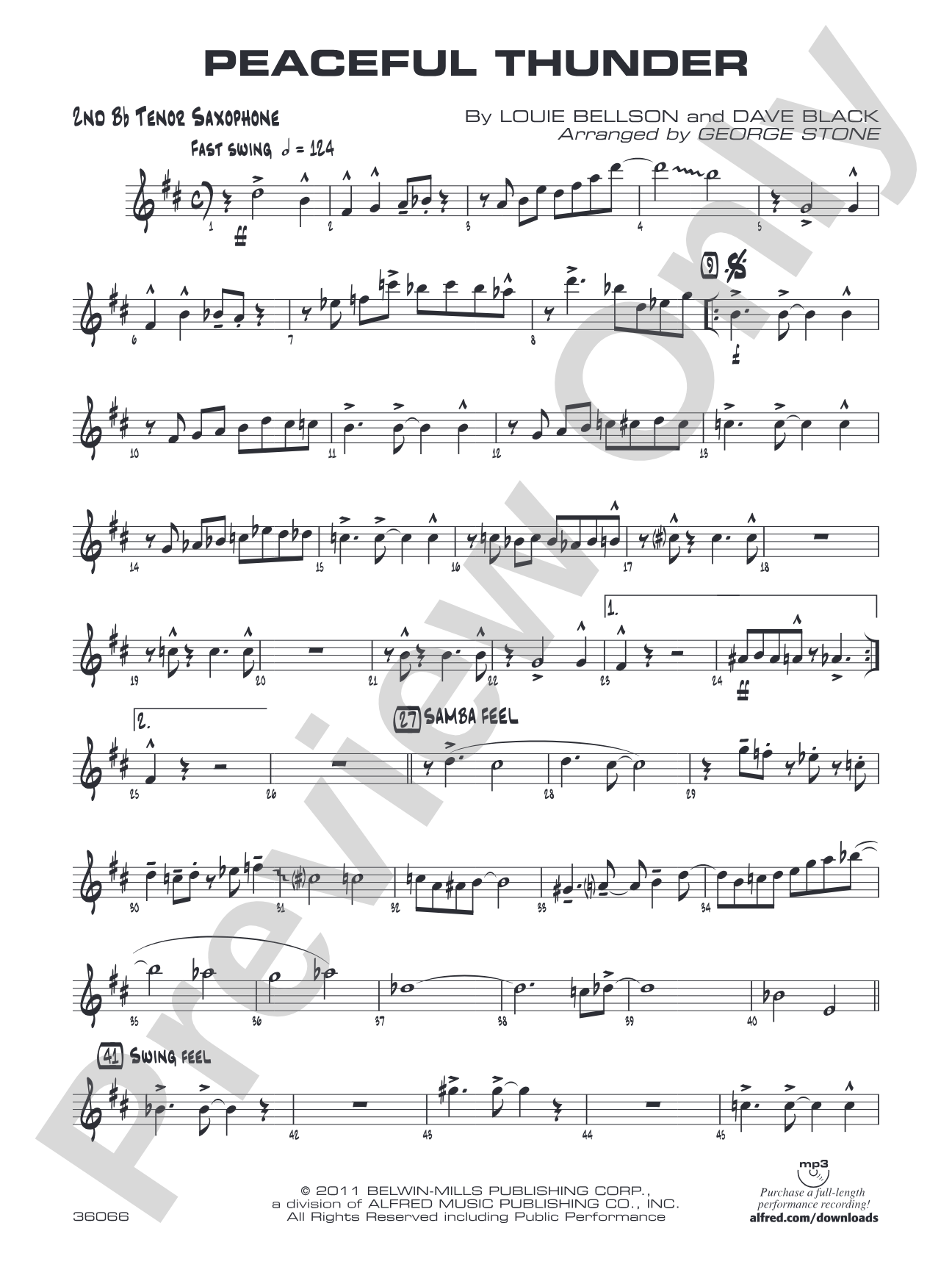 Peaceful Thunder: 2nd B-flat Tenor Saxophone