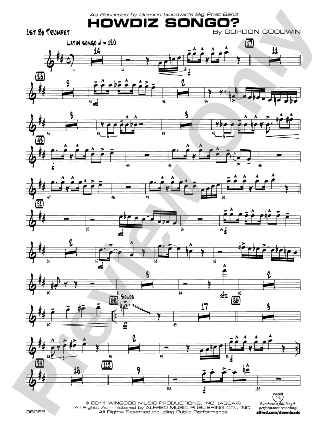 Howdiz Songo?: 1st B-flat Trumpet
