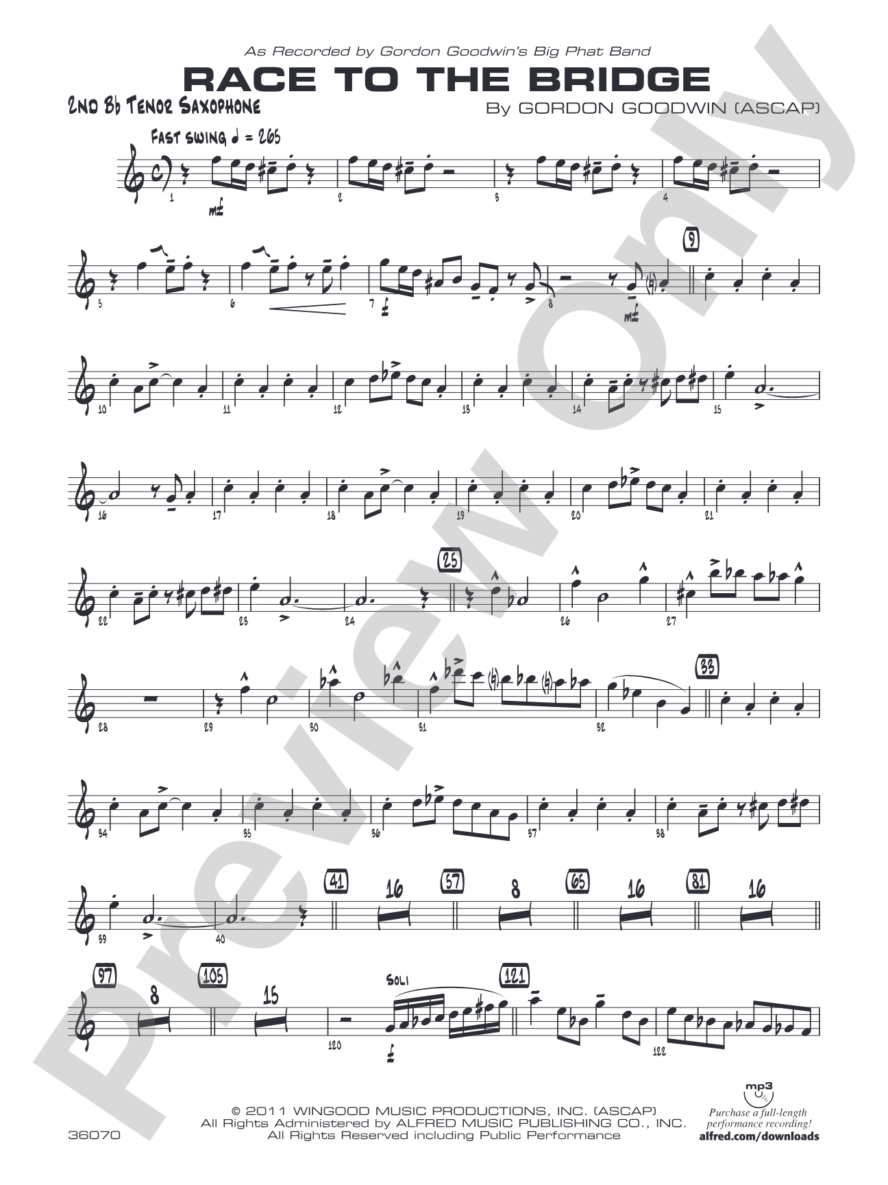 Race to the Bridge: 2nd B-flat Tenor Saxophone