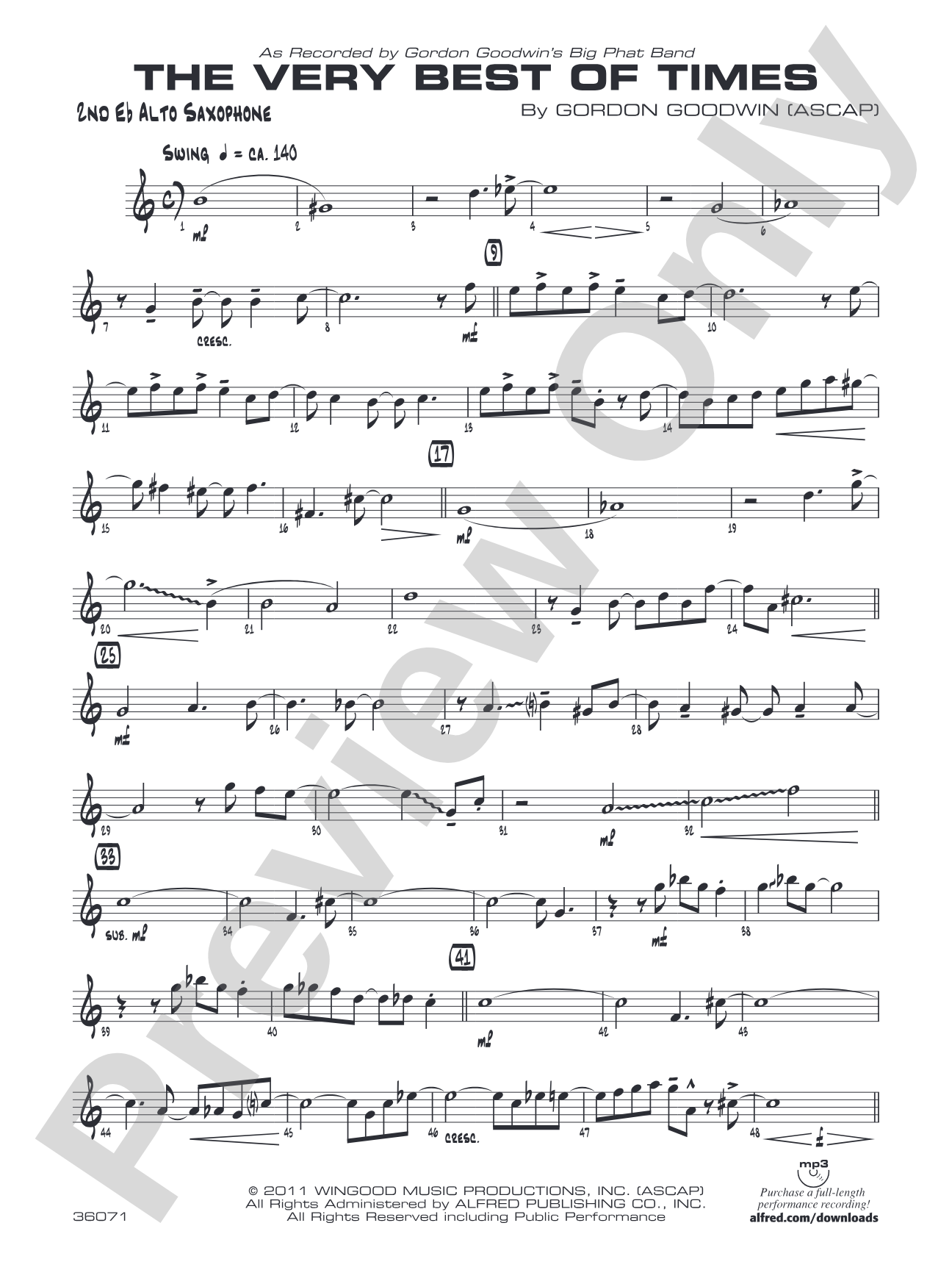 (The) Very Best of Times: 2nd E-flat Alto Saxophone