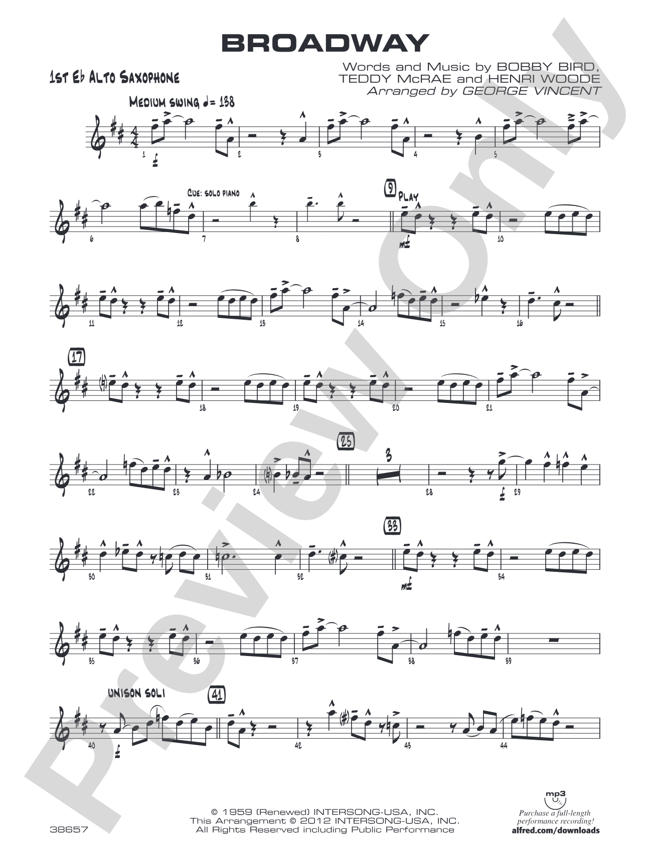 Broadway: E-flat Alto Saxophone