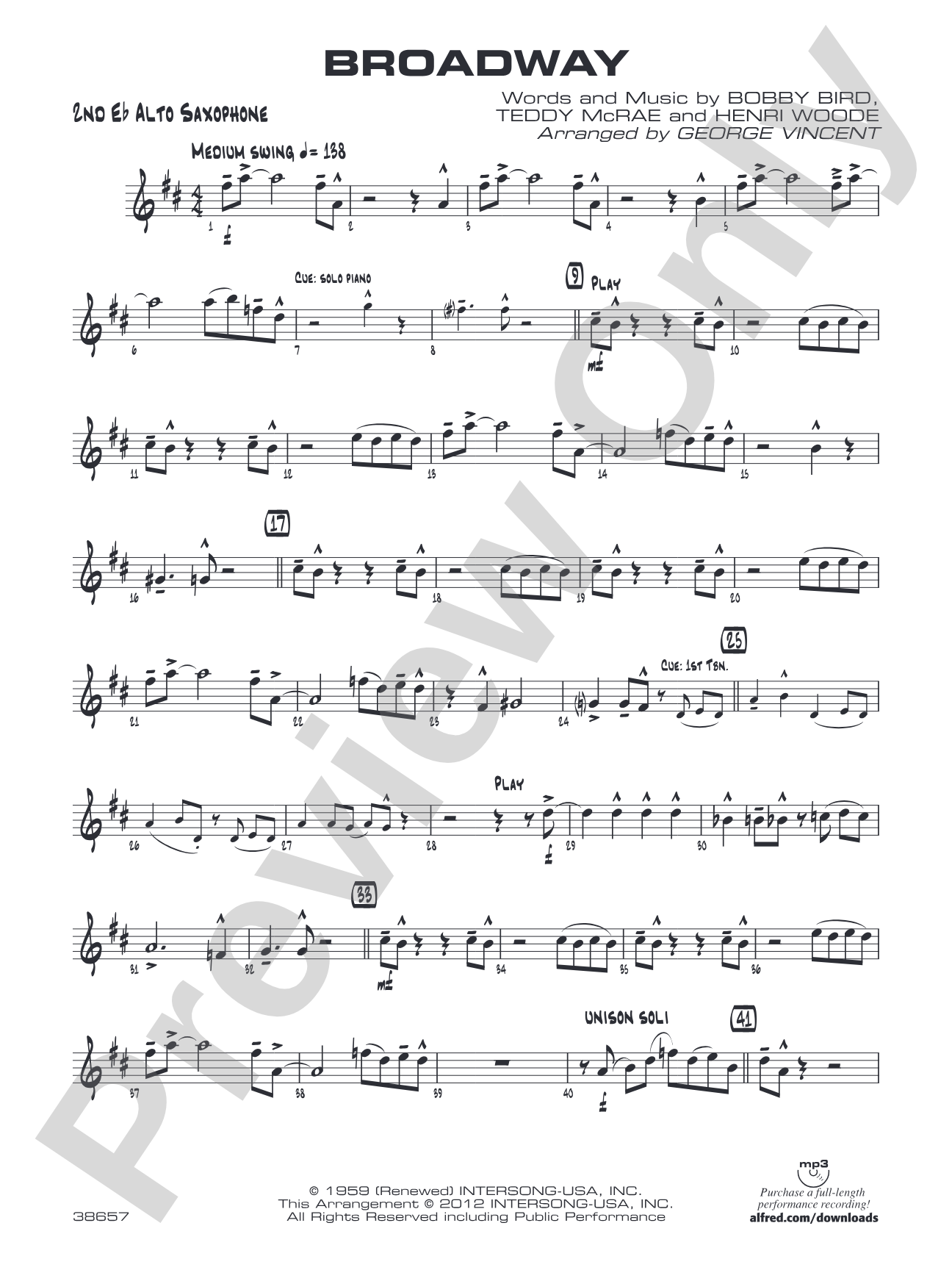 Broadway: 2nd E-flat Alto Saxophone