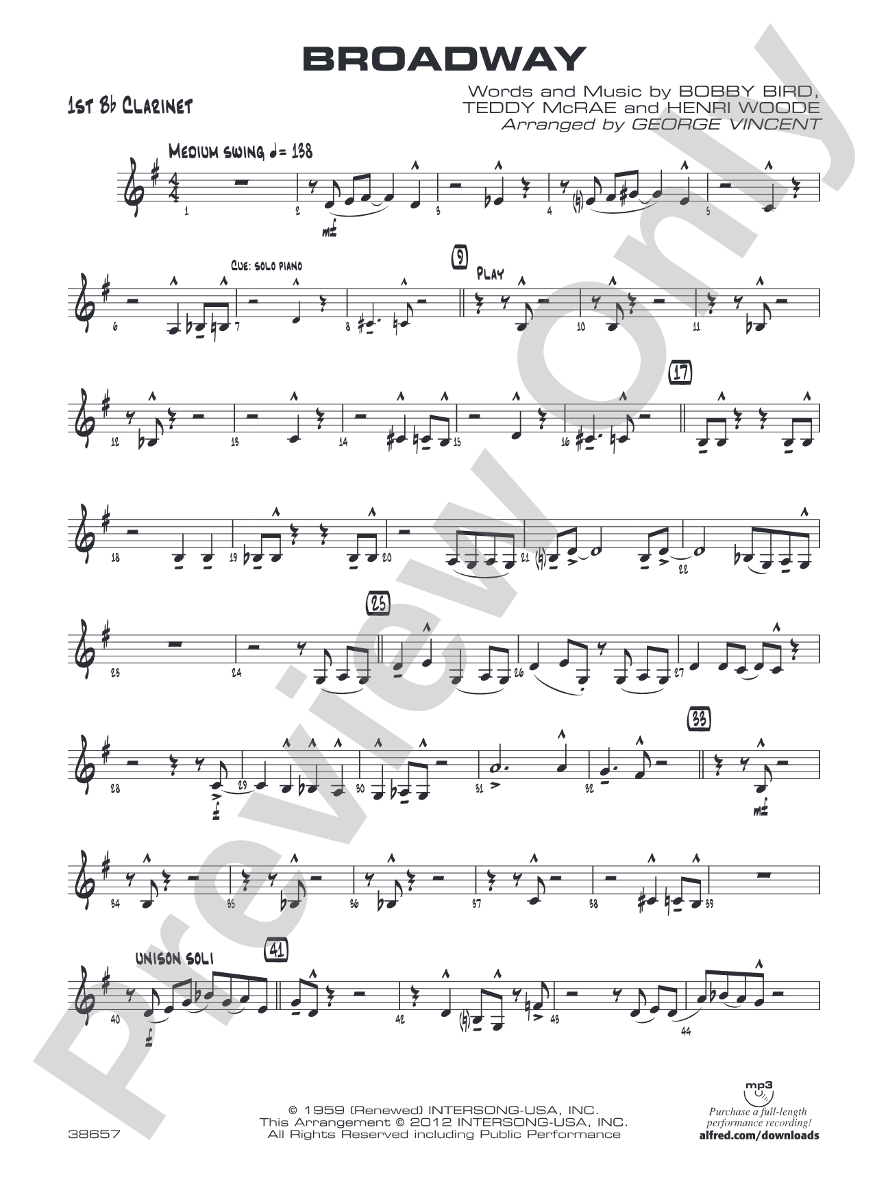 Broadway: 1st B-flat Clarinet