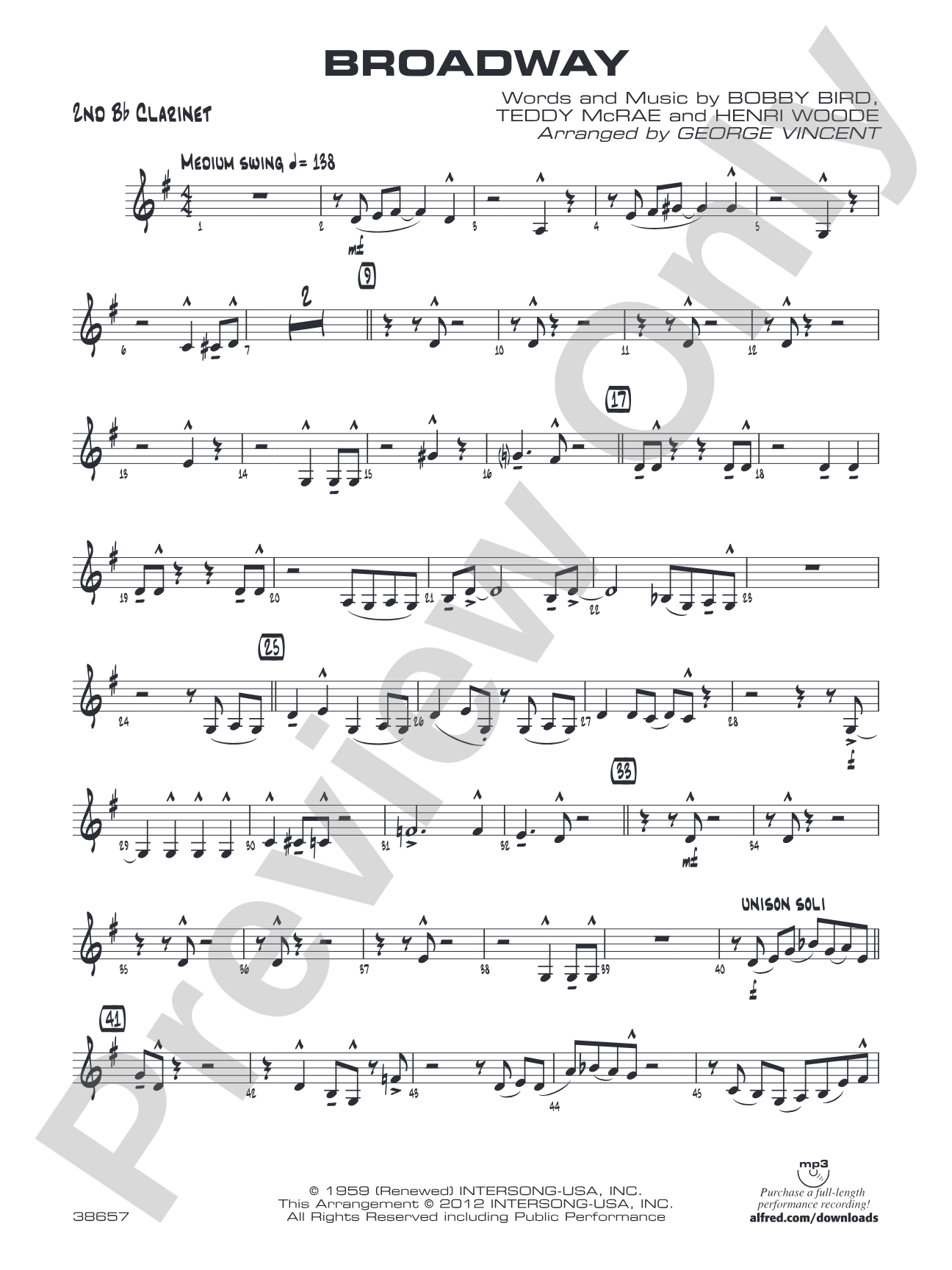 Broadway: 2nd B-flat Clarinet