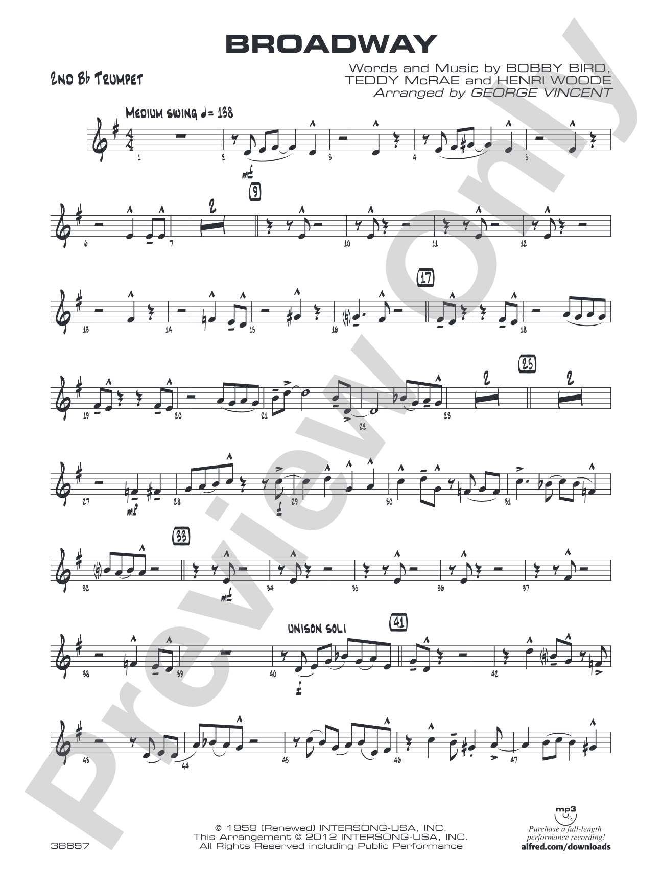 Broadway: 2nd B-flat Trumpet