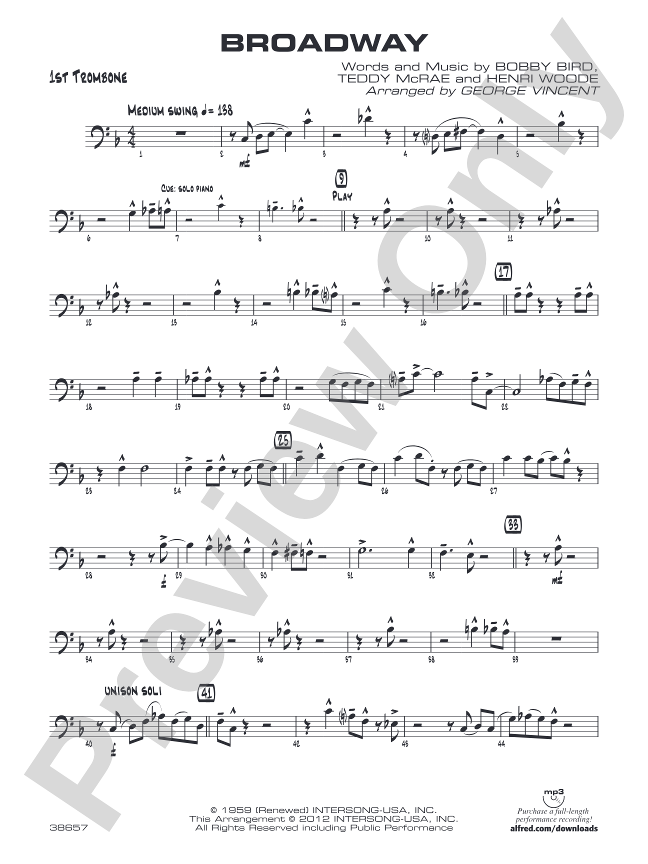 Broadway: 1st Trombone
