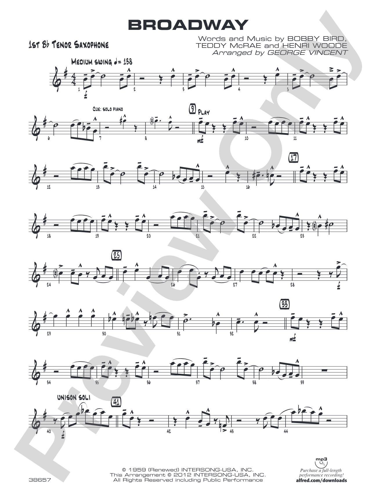 Broadway: B-flat Tenor Saxophone