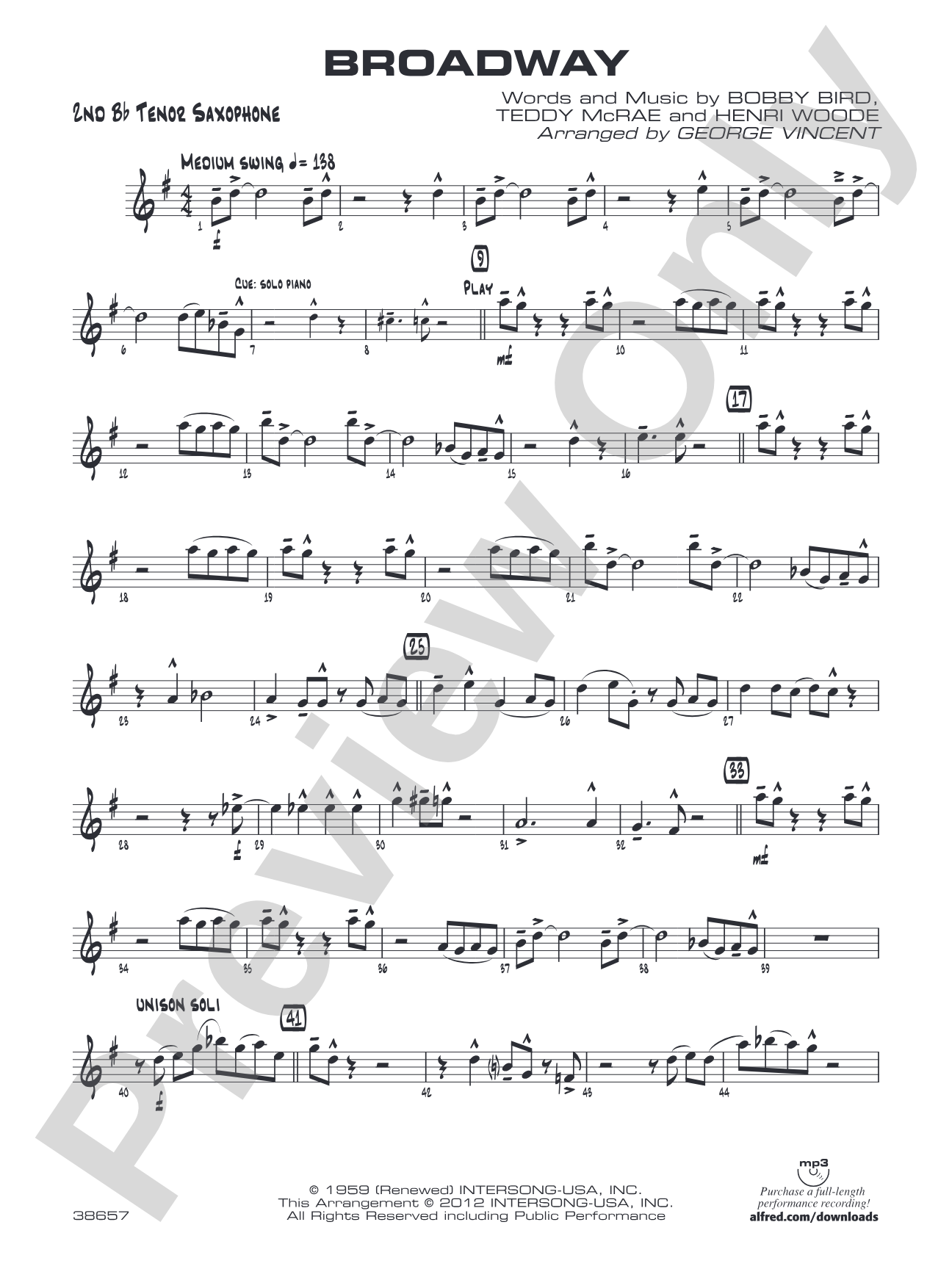 Broadway: 2nd B-flat Tenor Saxophone