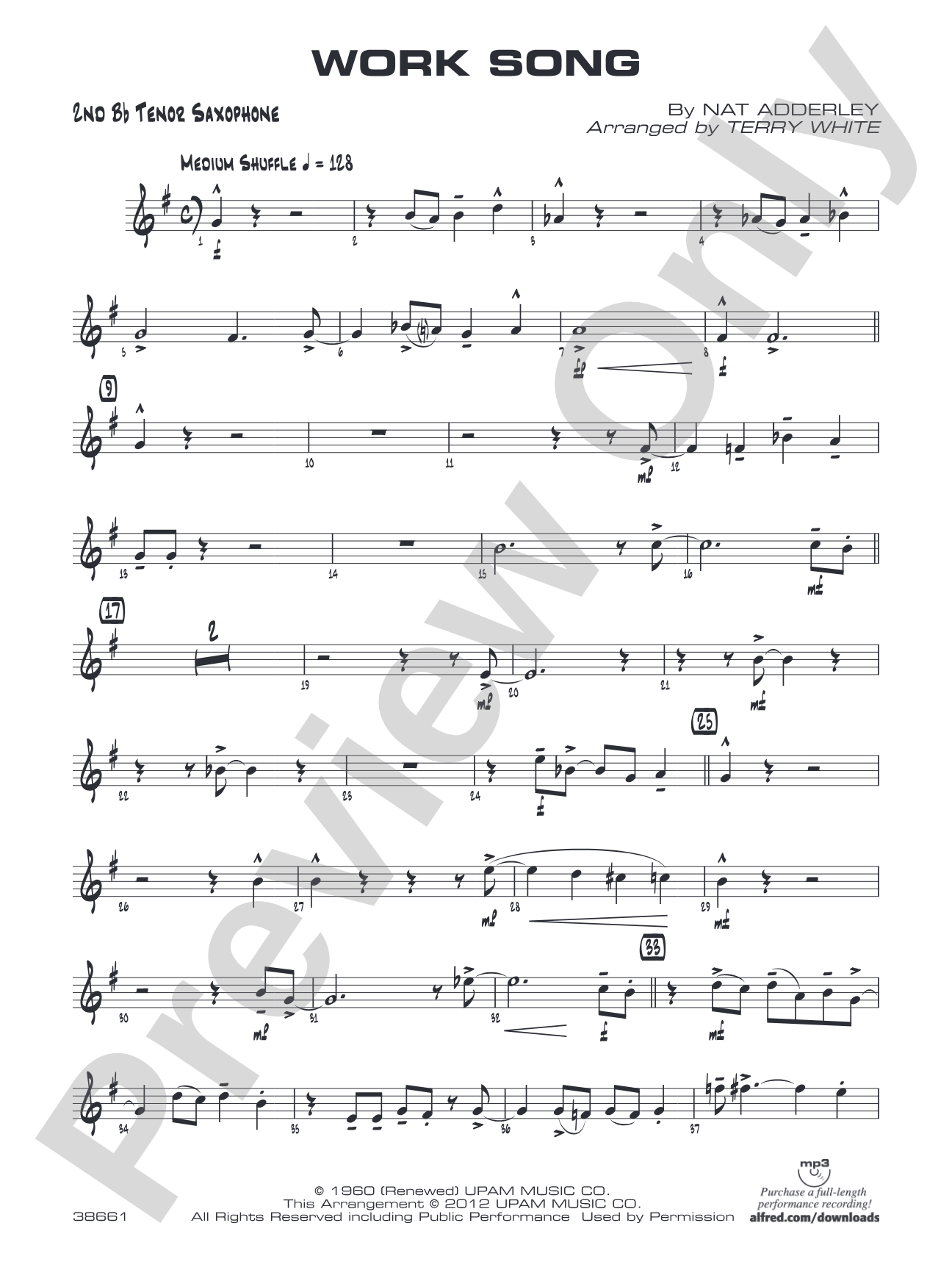 Work Song: 2nd B-flat Tenor Saxophone