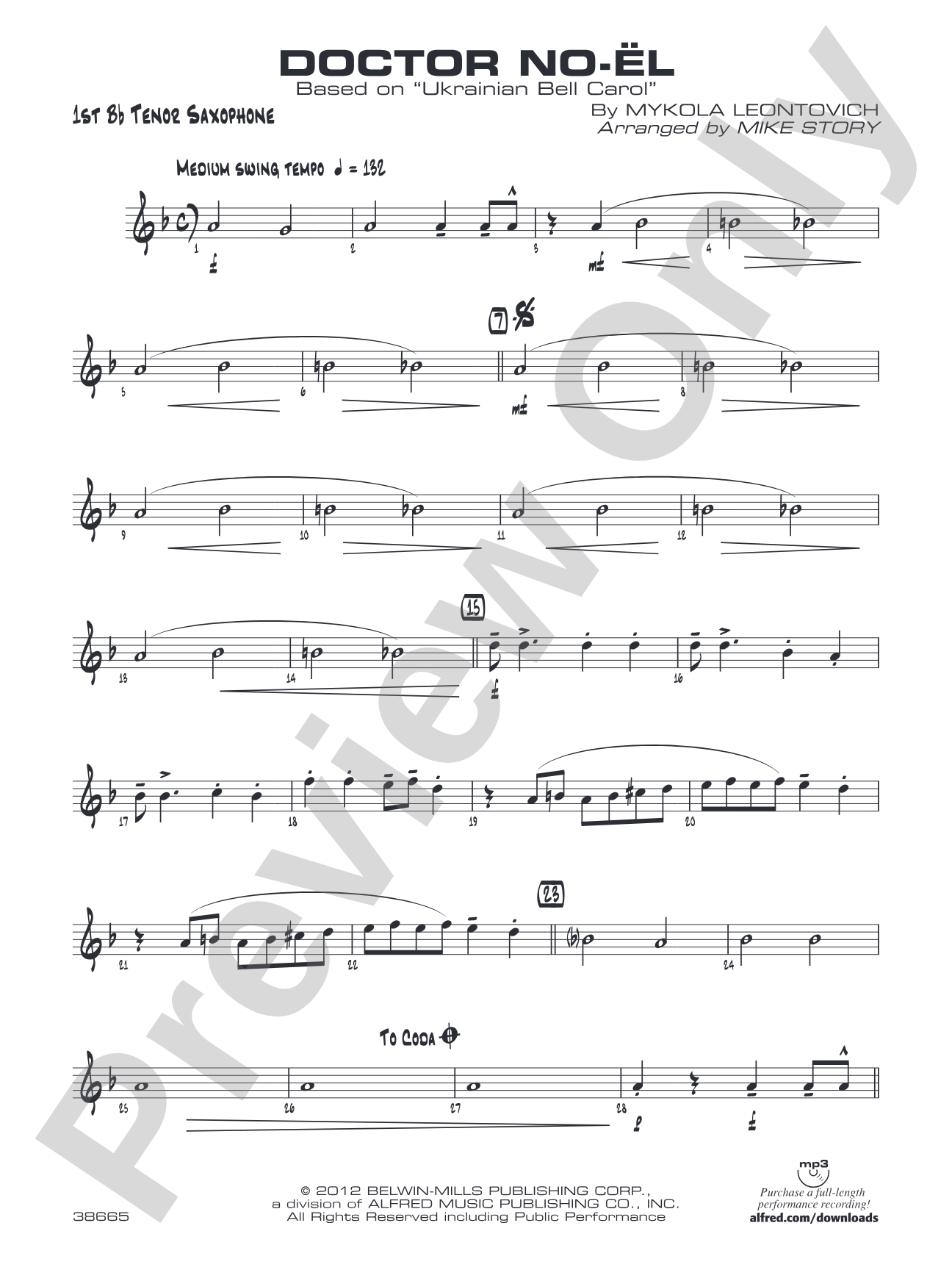 Doctor No-ël: B-flat Tenor Saxophone