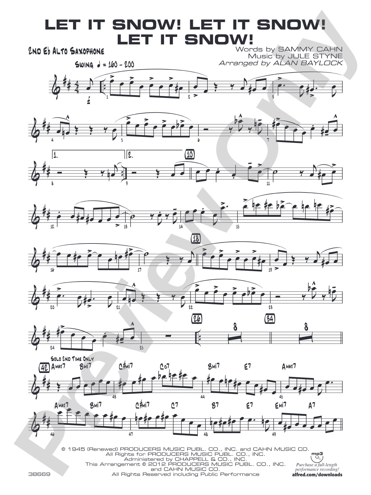 Let It Snow! Let It Snow! Let It Snow!: 2nd E-flat Alto Saxophone