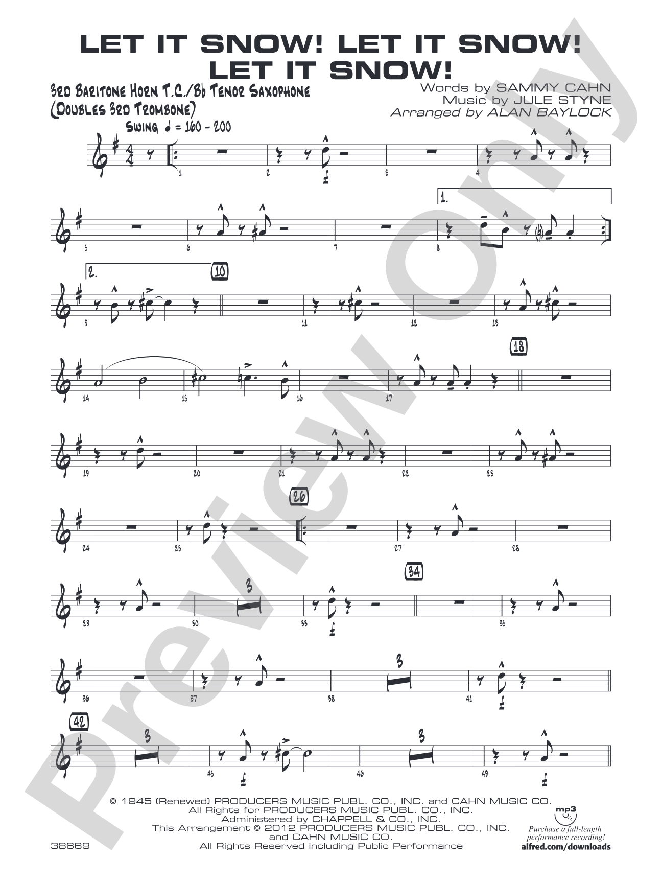 Let It Snow! Let It Snow! Let It Snow!: 3rd Baritone T.C.