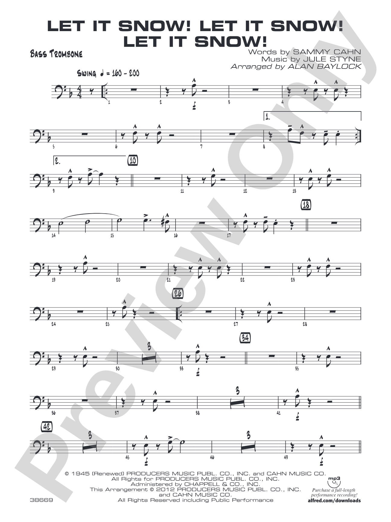 Let It Snow! Let It Snow! Let It Snow!: Bass Trombone