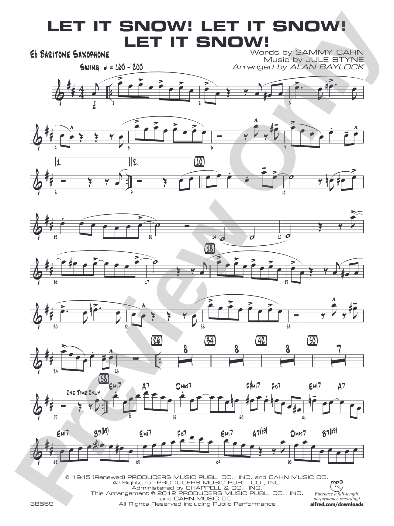 Let It Snow! Let It Snow! Let It Snow!: E-flat Baritone Saxophone