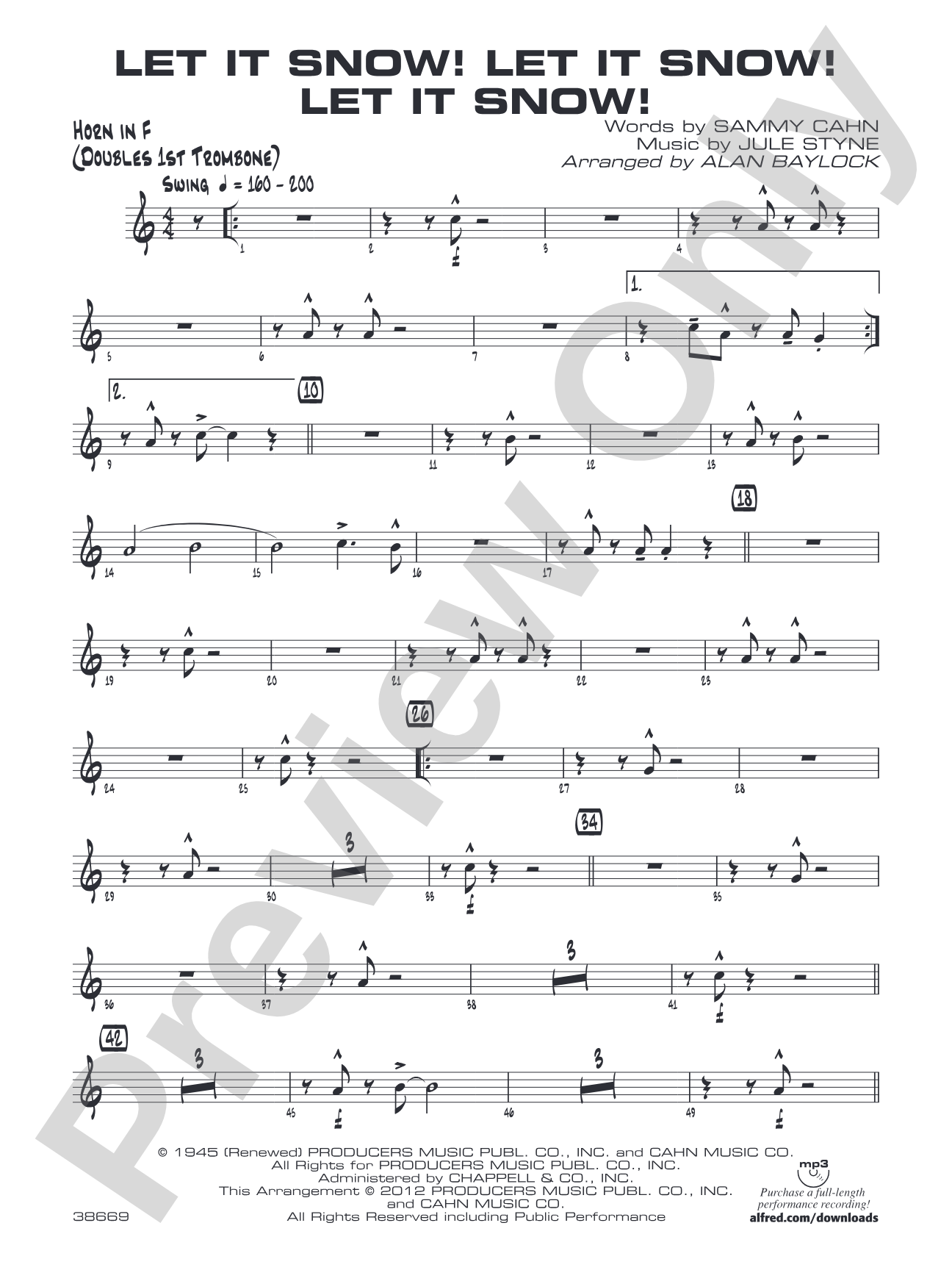 Let It Snow! Let It Snow! Let It Snow!: 1st F Horn