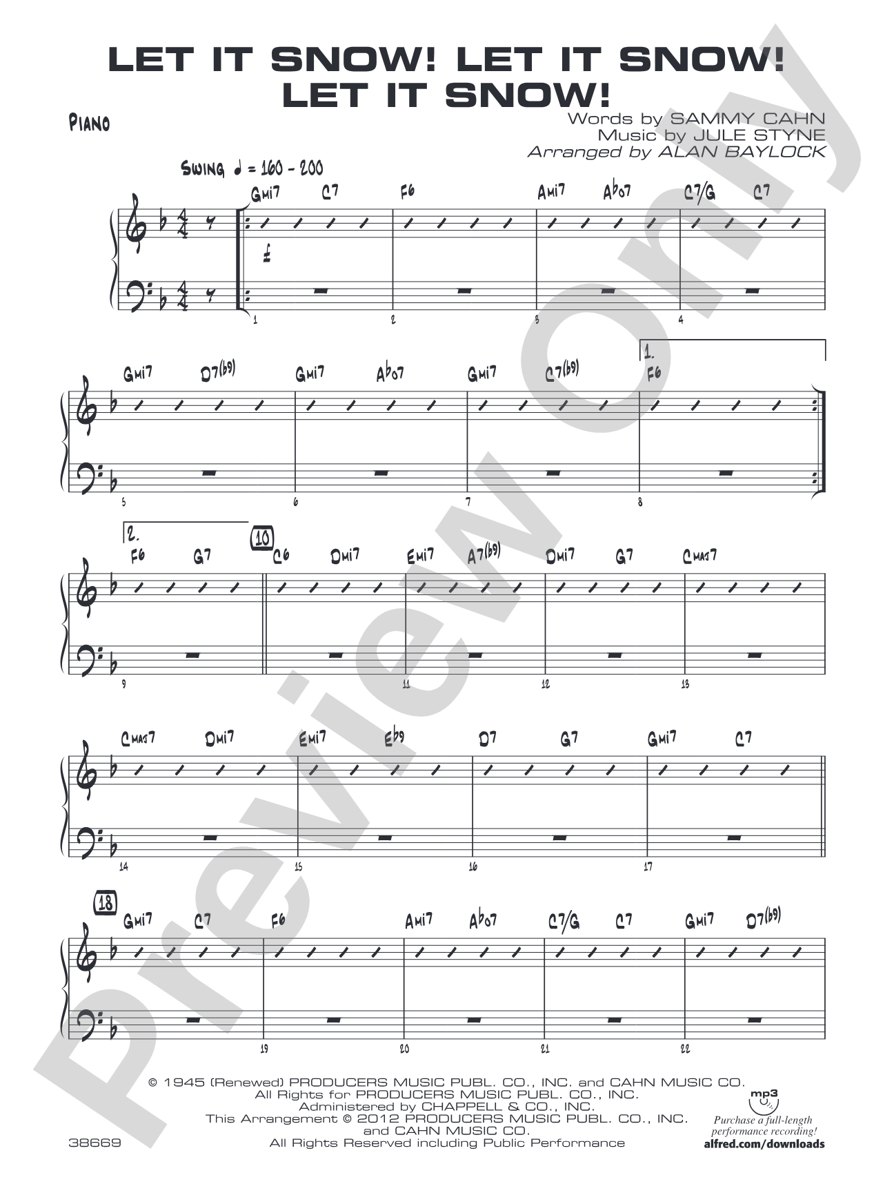 Let It Snow! Let It Snow! Let It Snow!: Piano Accompaniment