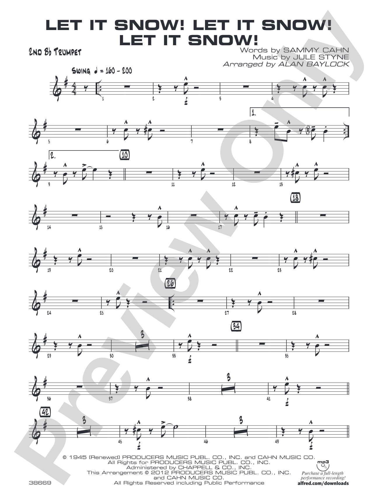 Let It Snow! Let It Snow! Let It Snow!: 2nd B-flat Trumpet