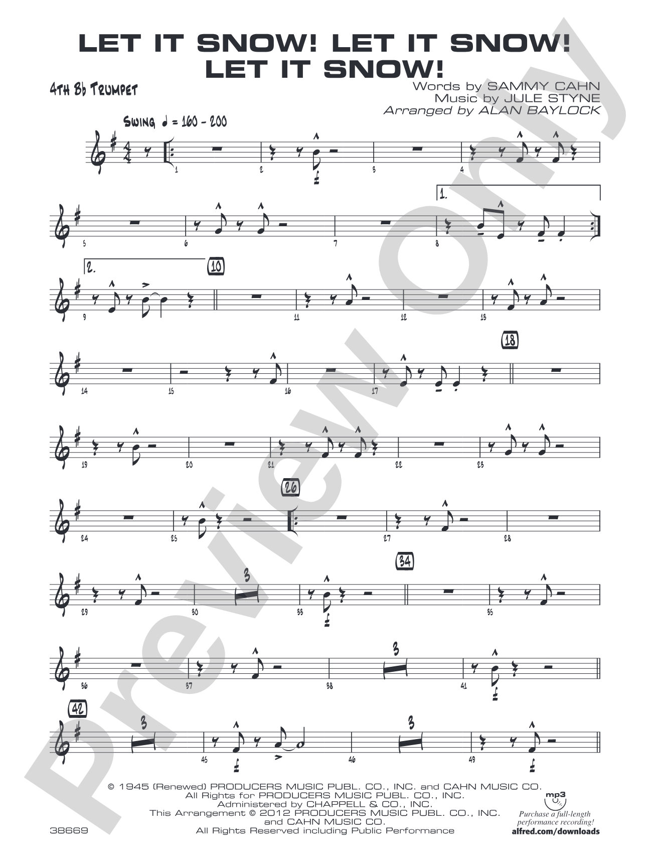 Let It Snow! Let It Snow! Let It Snow!: 4th B-flat Trumpet
