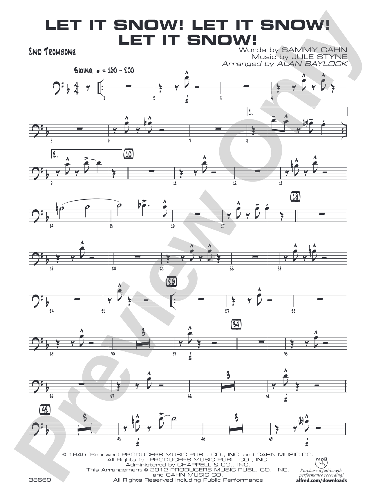 Let It Snow! Let It Snow! Let It Snow!: 2nd Trombone