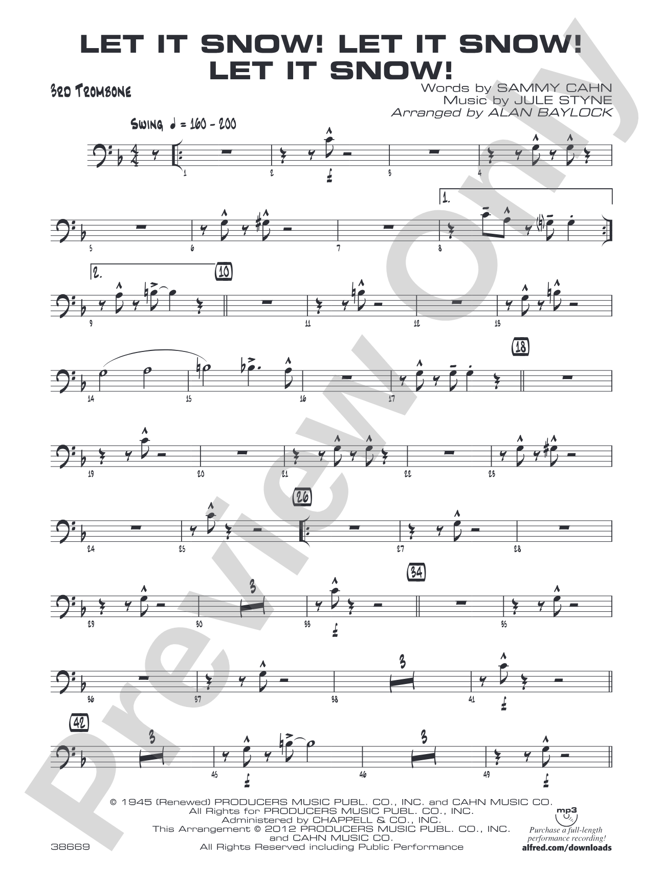 Let It Snow! Let It Snow! Let It Snow!: 3rd Trombone