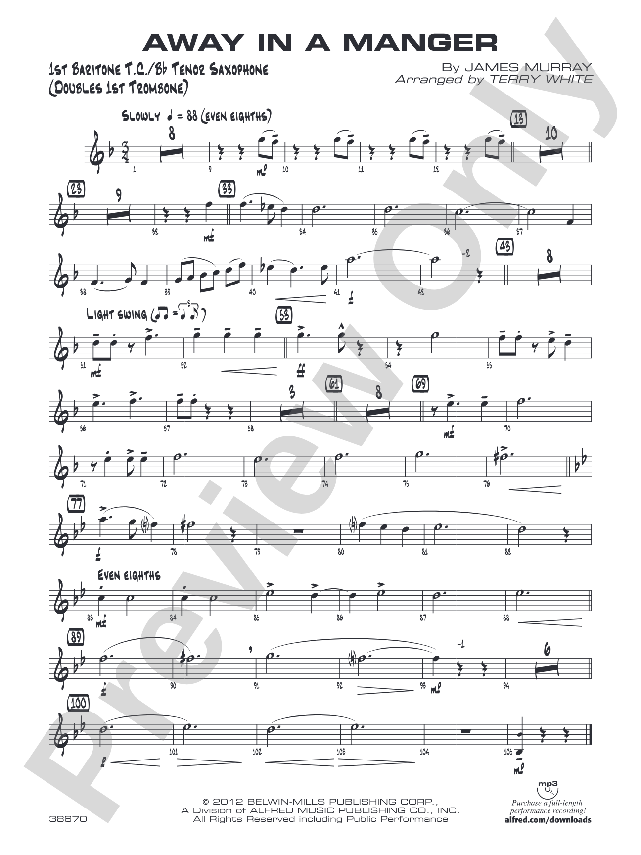 Away in a Manger: Baritone T.C.