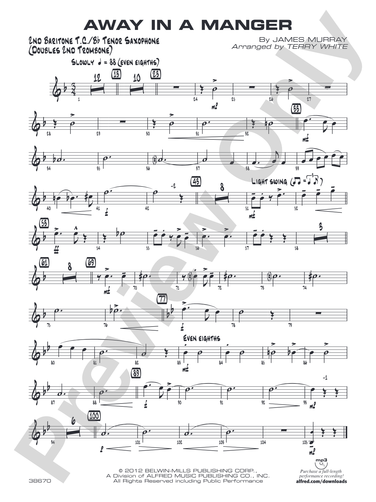 Away in a Manger: 2nd Baritone T.C.