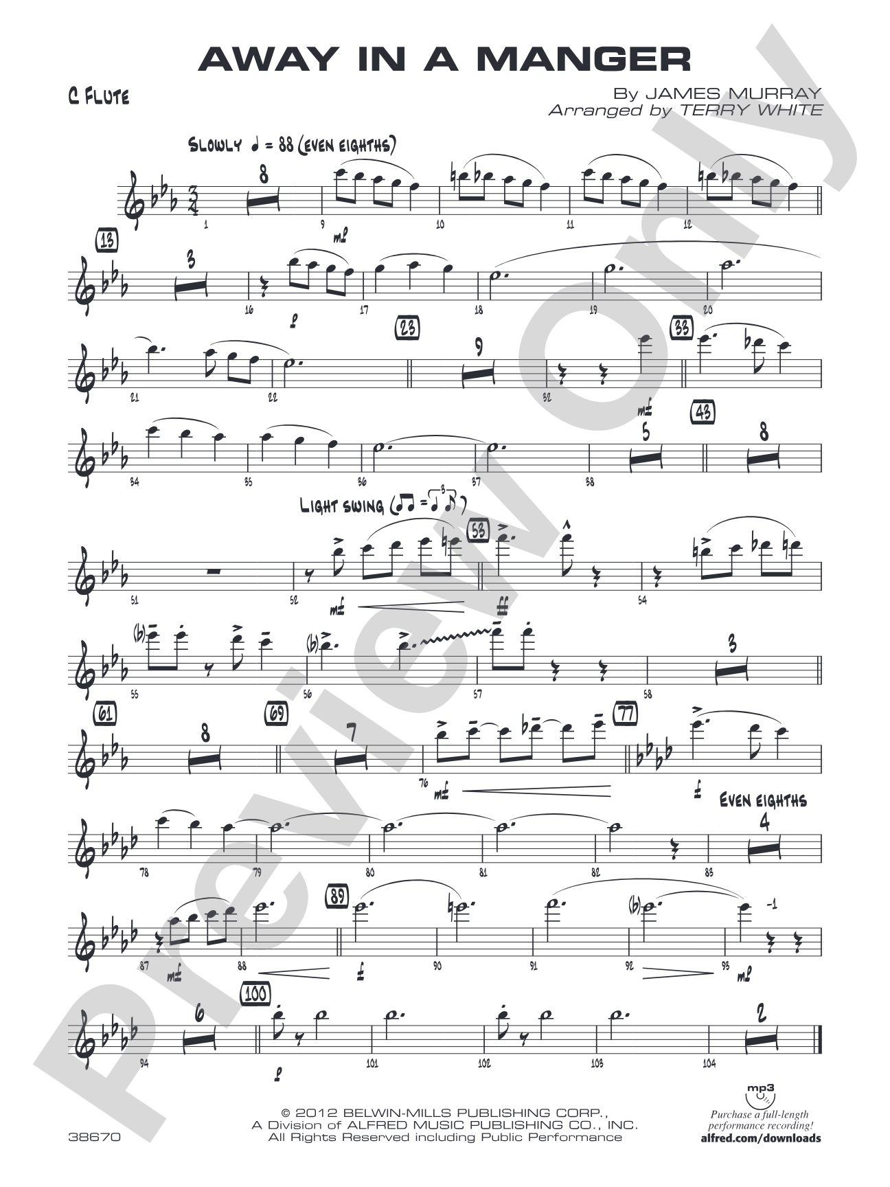 Away in a Manger: Flute