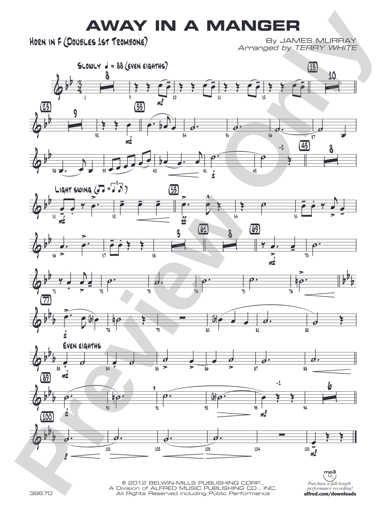 Away in a Manger: 1st F Horn