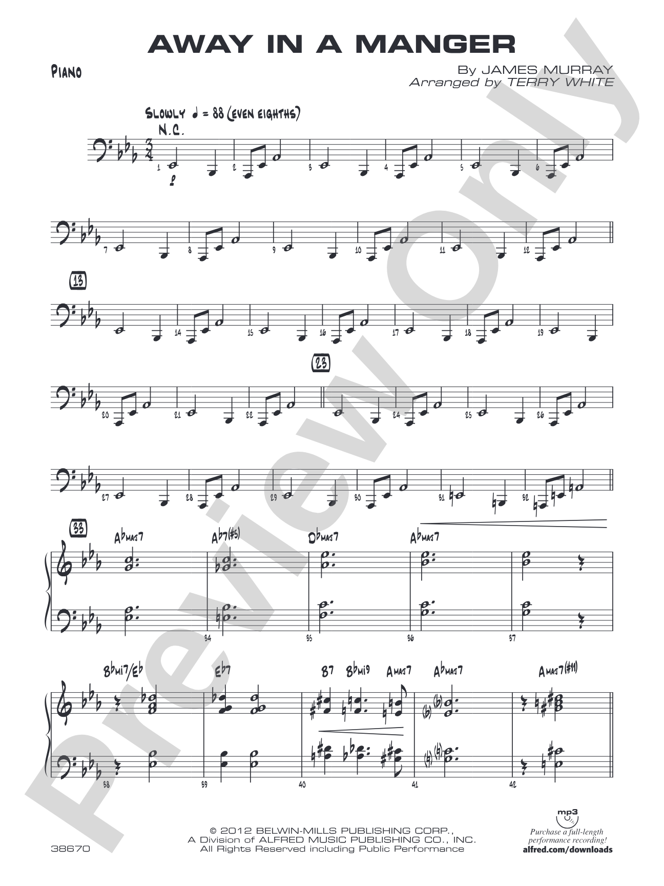 Away in a Manger: Piano Accompaniment