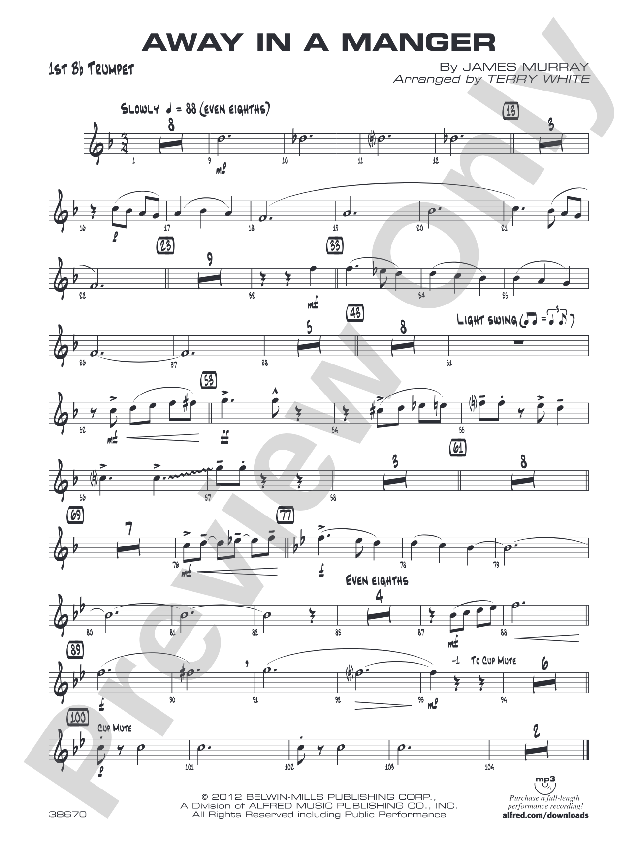 Away in a Manger: 1st B-flat Trumpet