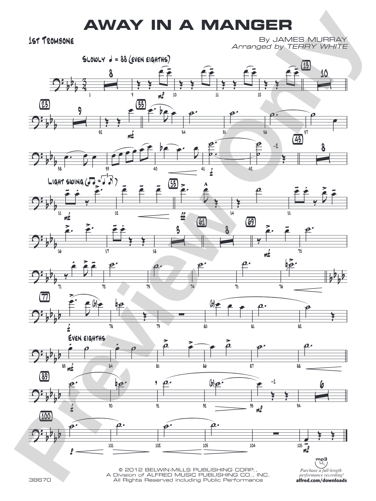 Away in a Manger: 1st Trombone