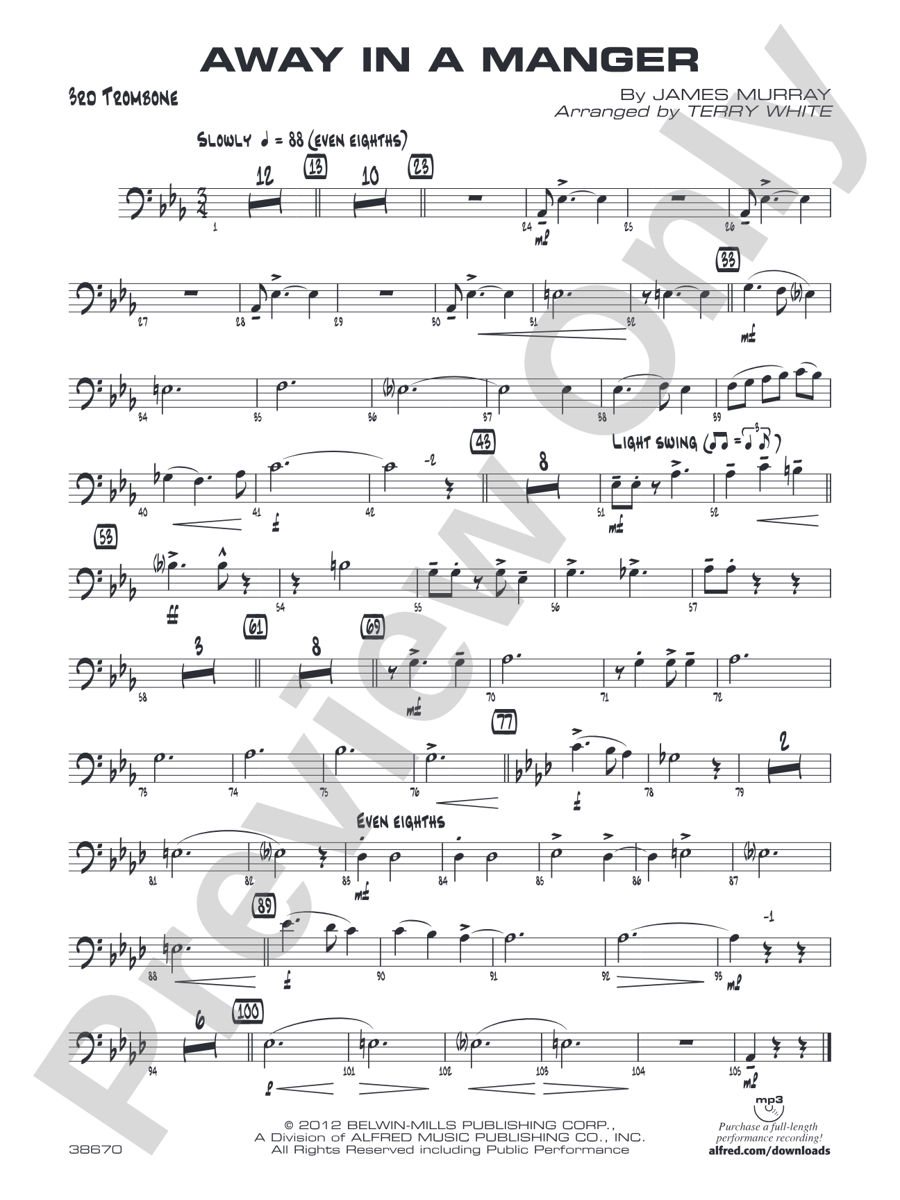 Away in a Manger: 3rd Trombone