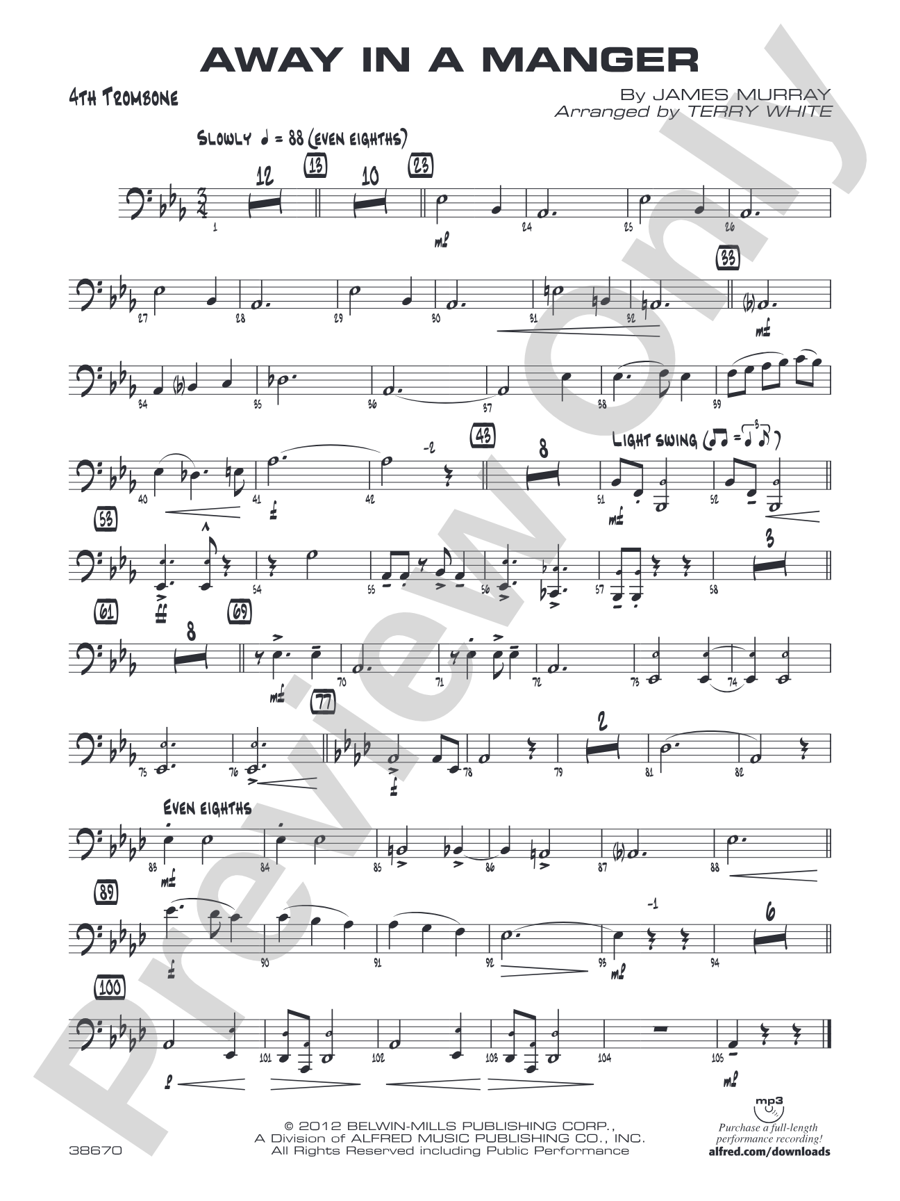 Away in a Manger: 4th Trombone
