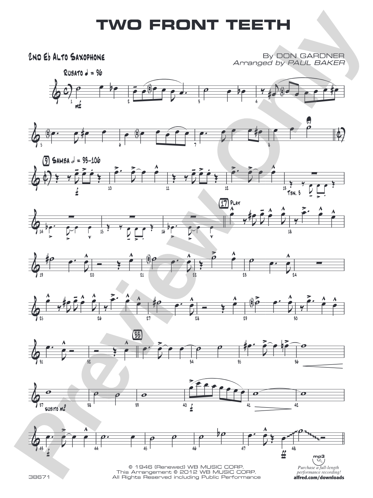 Two Front Teeth: 2nd E-flat Alto Saxophone