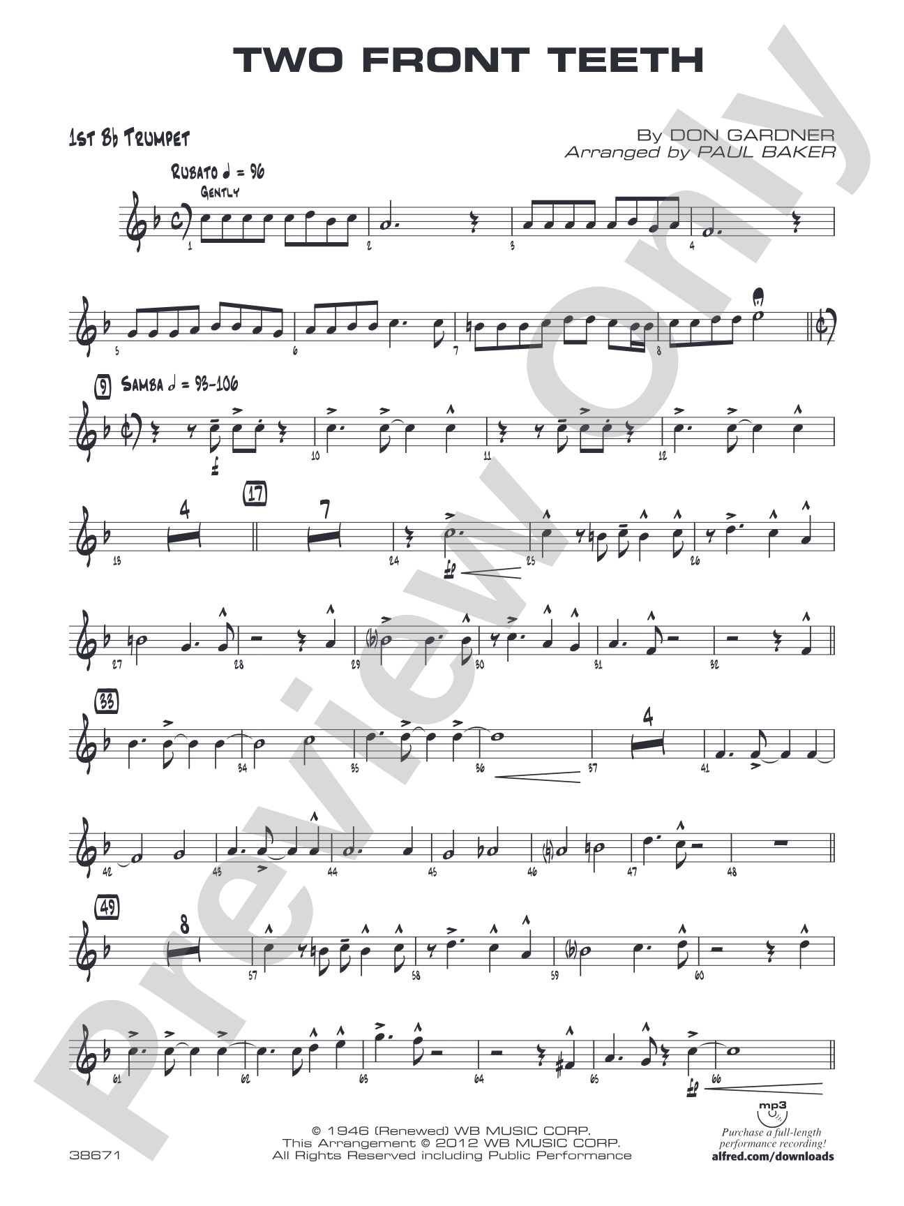 Two Front Teeth: 1st B-flat Trumpet
