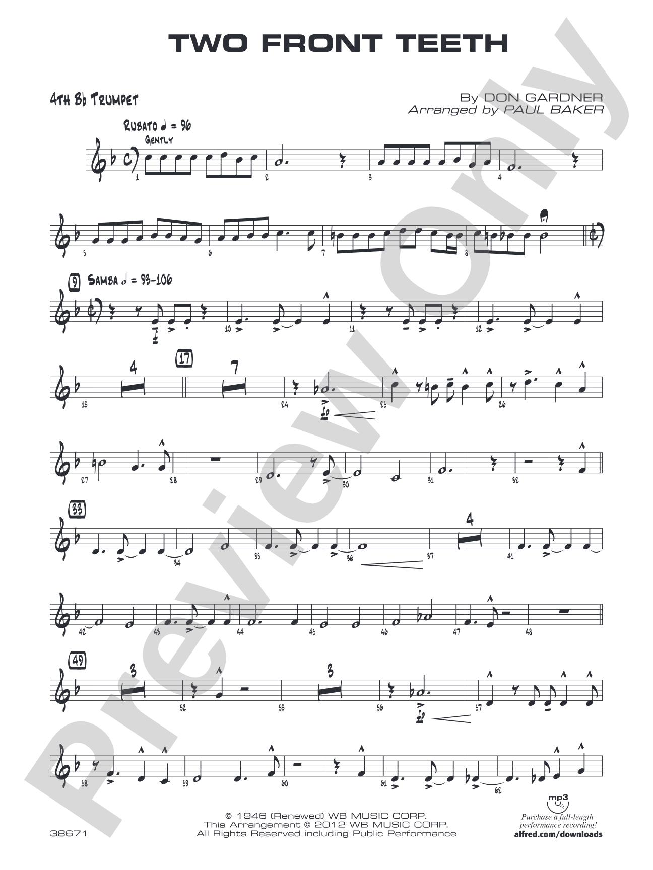 Two Front Teeth: 4th B-flat Trumpet