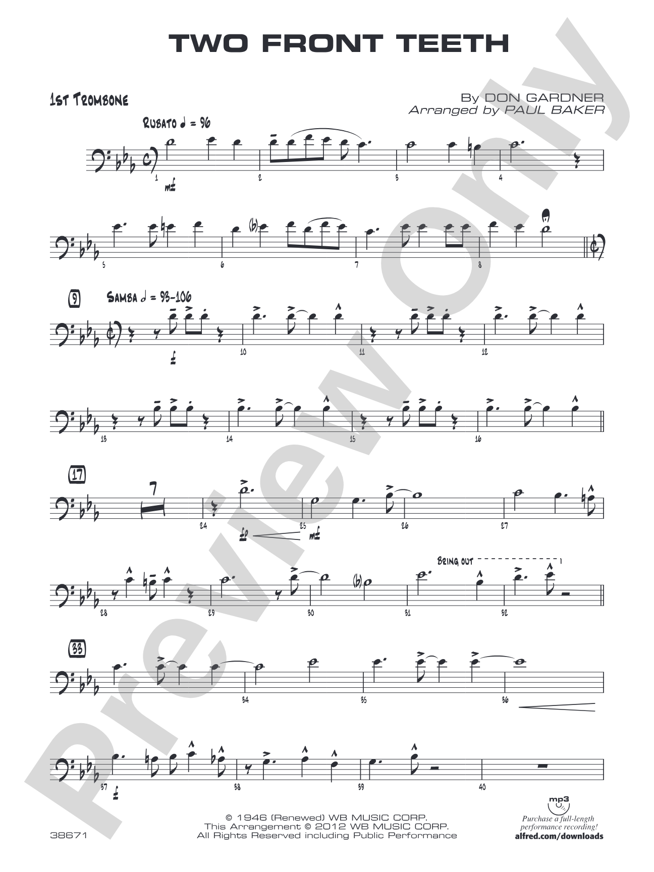 Two Front Teeth: 1st Trombone