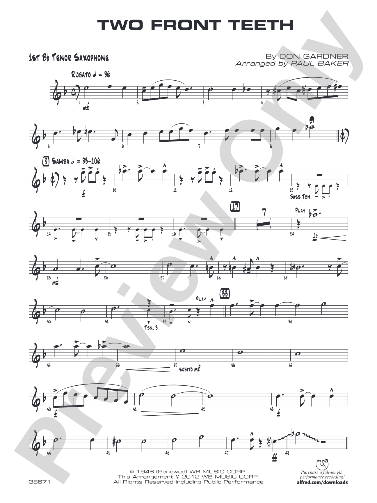 Two Front Teeth: B-flat Tenor Saxophone