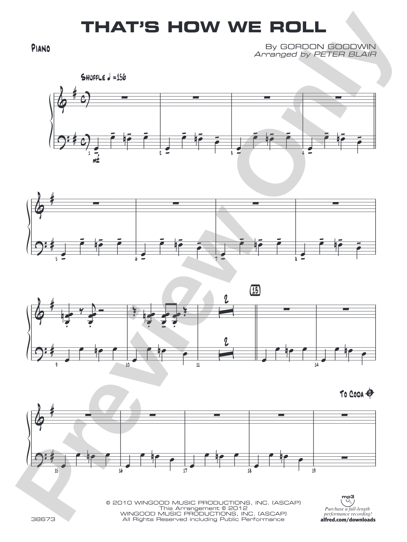 That's How We Roll: Piano Accompaniment