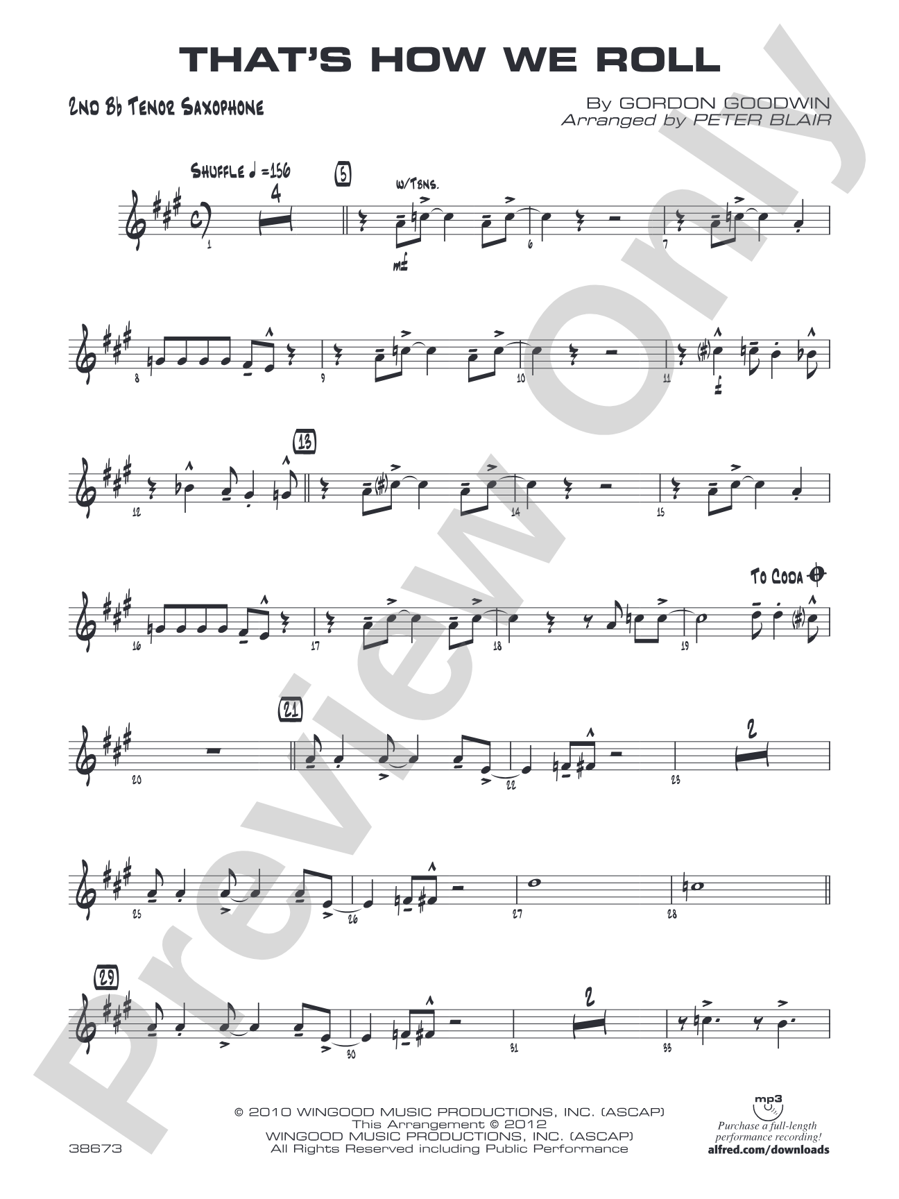 That's How We Roll: 2nd B-flat Tenor Saxophone